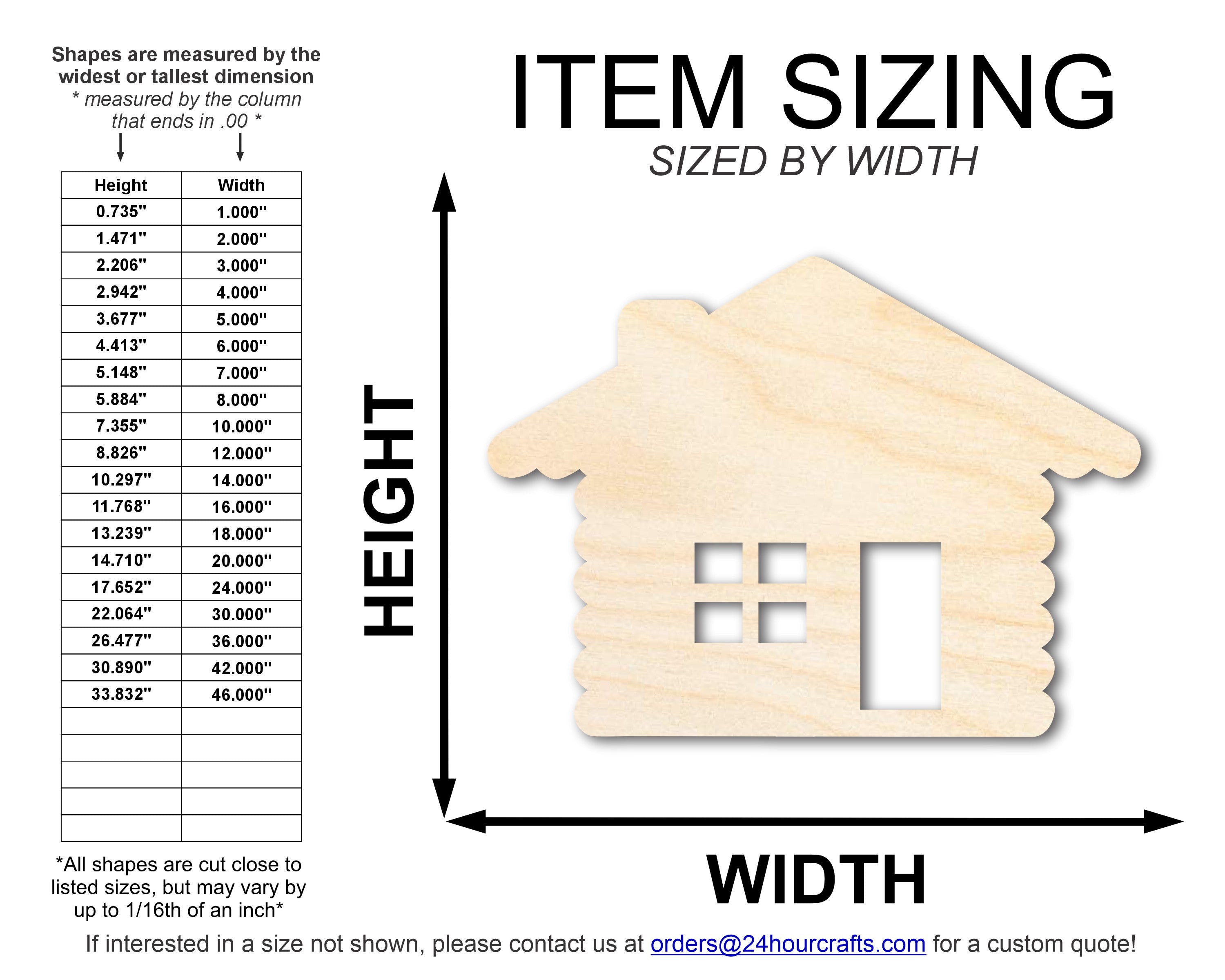Unfinished DIY Craft Cutout in Wood Log Cabin Shape, Available for up to 46 Do - It - Yourself Projects