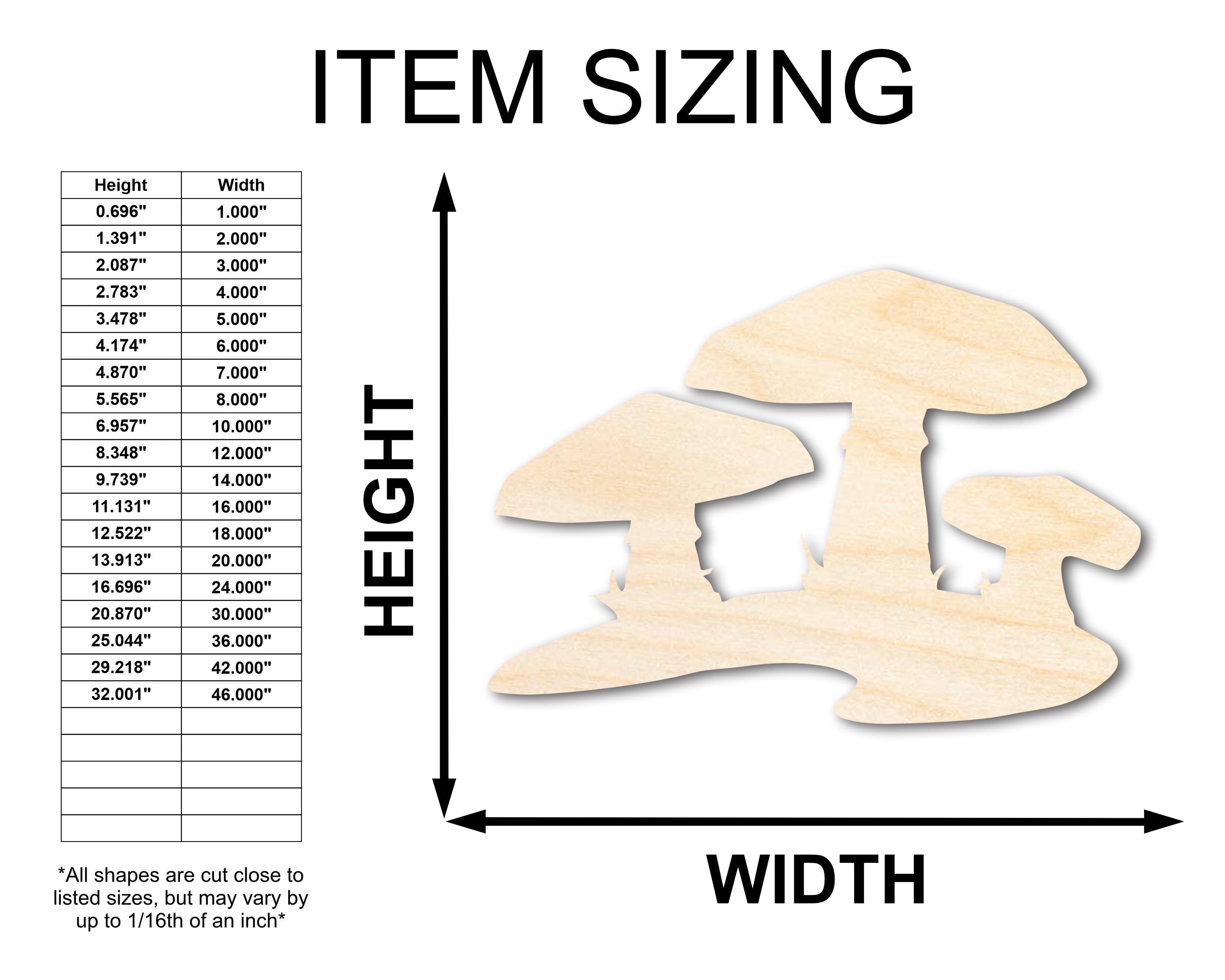 Unfinished Baltic Birch Wood Mushroom Shapes - Up to 36 Inches for Crafts