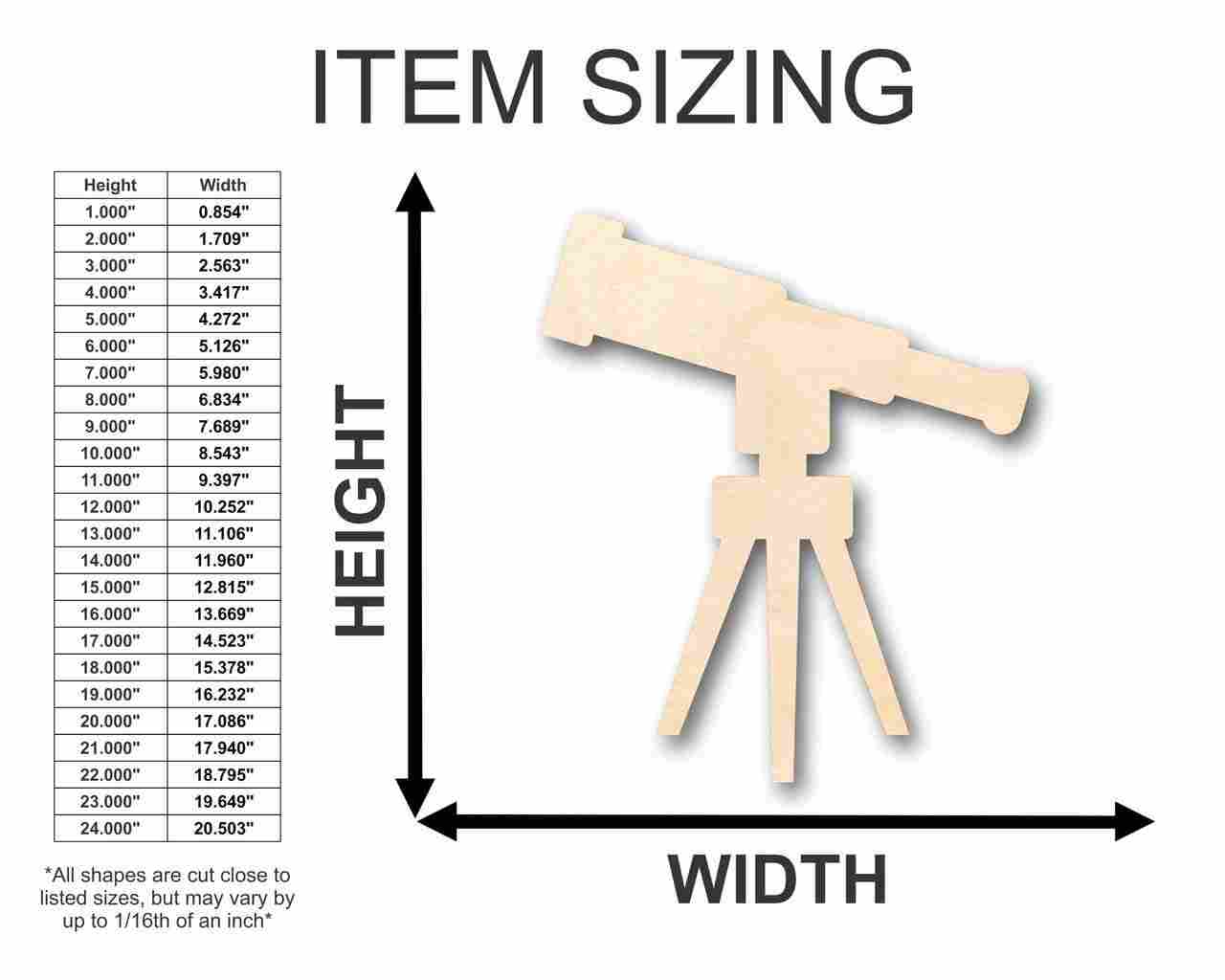 DIY Unfinished Wood Telescope Shape for Kids' Solar System Space Crafts (up to 46)
