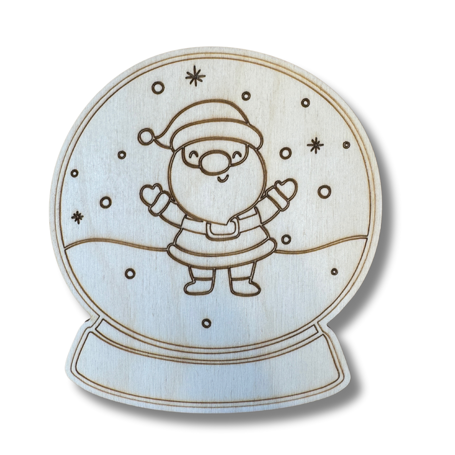 DIY Unfinished Wood Santa Snow Globe Shape for Line-by-Line Painting, Up to 30 Crafts
