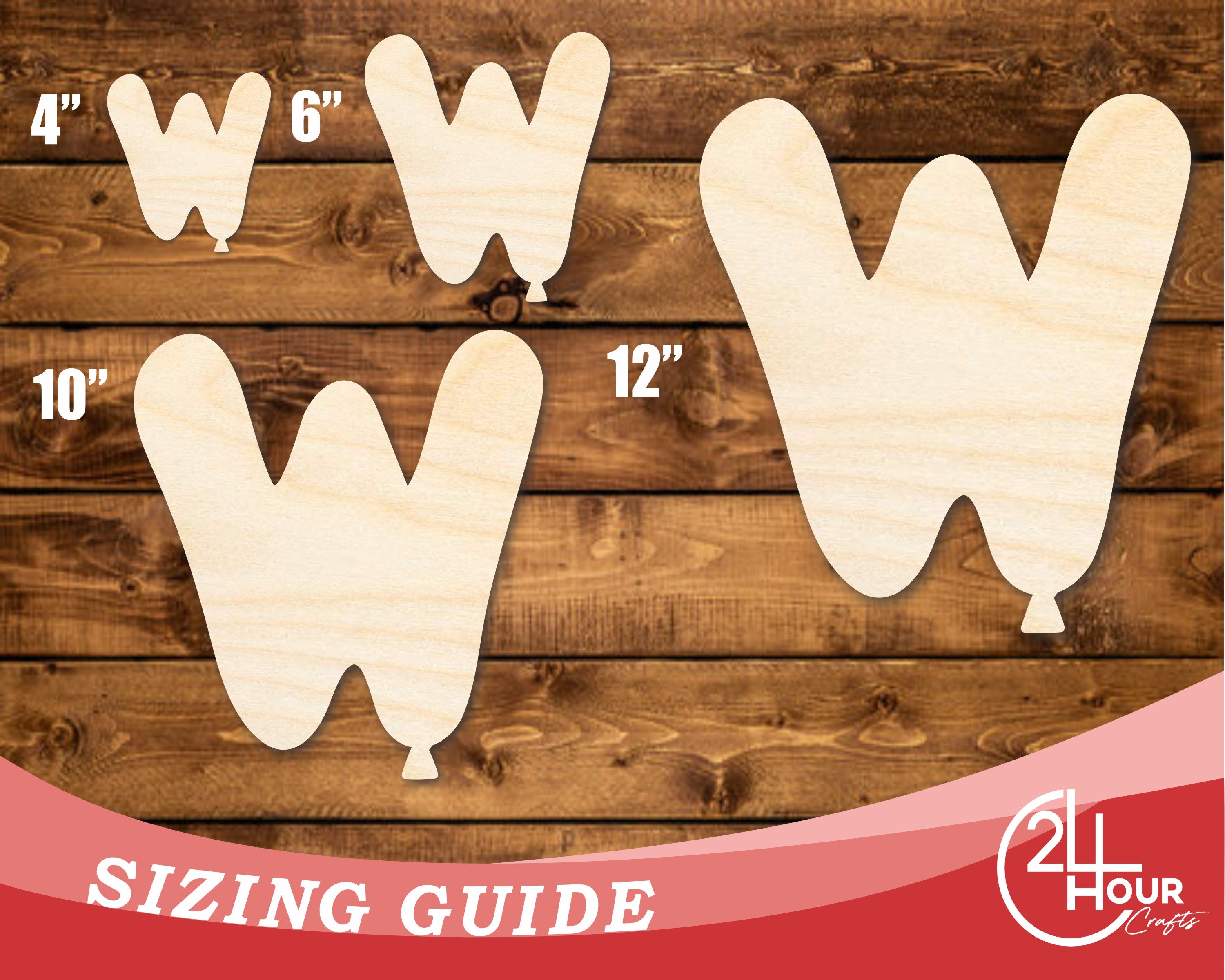 DIY Unfinished Baltic Birch Wood Balloon Letter W Shape Cutout up to 46 Inches