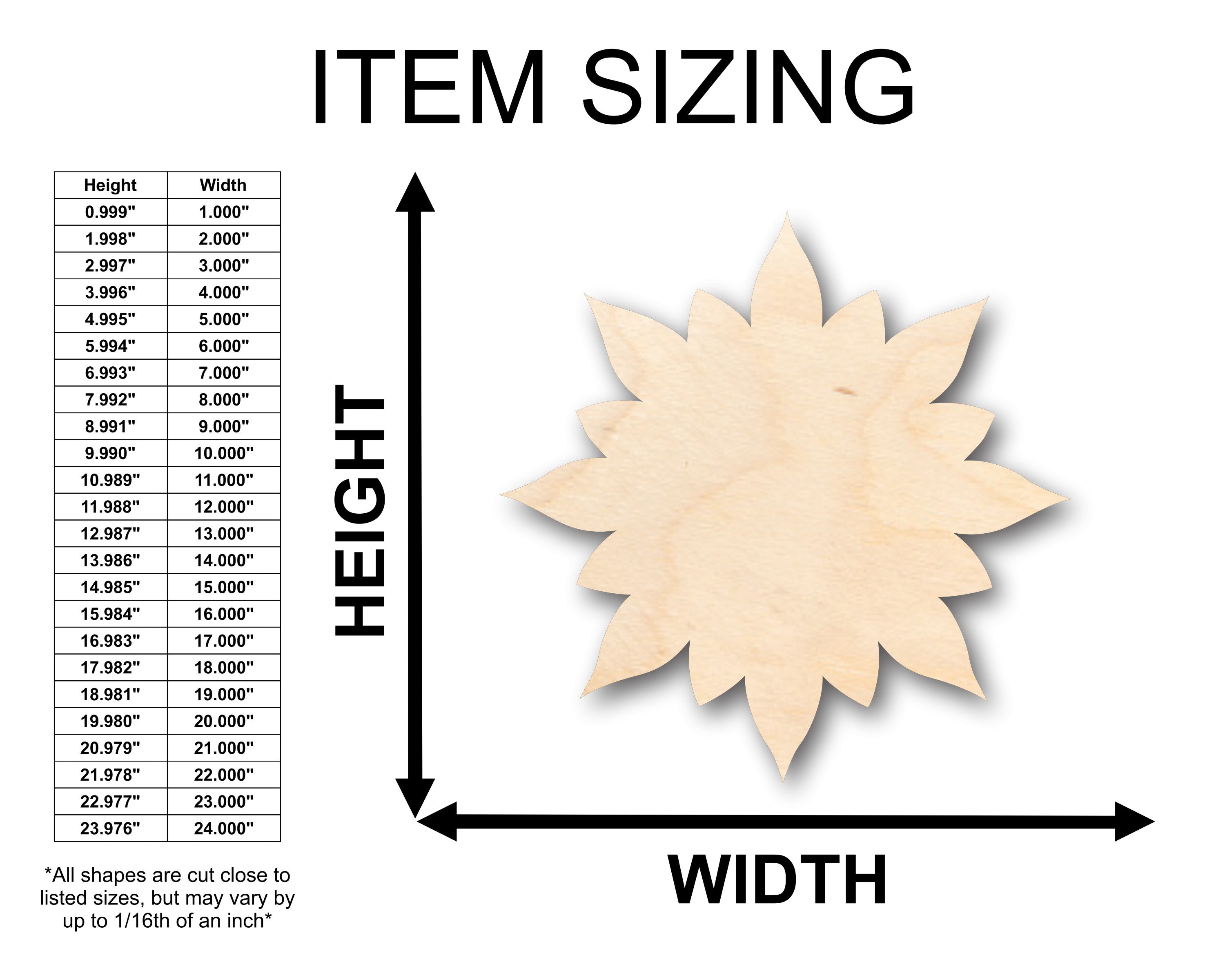 Unfinished Wood Floral Starburst Shape for DIY Crafts - Up to 46 Pieces