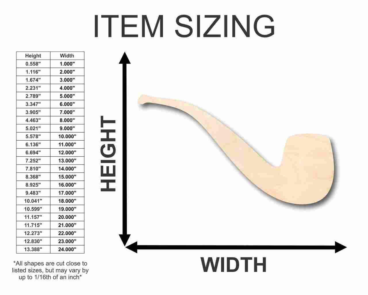 Unfinished DIY Wood Pipe Shapes - Detective & Hobbit Styles, Up to 46