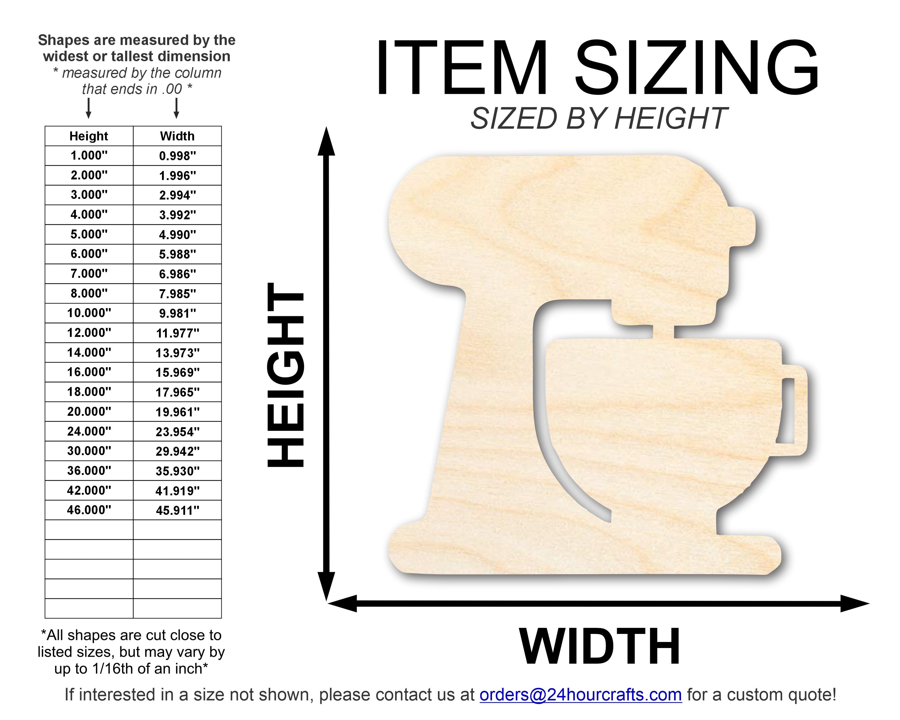 DIY Unfinished Baltic Birch Wood Mixer Shape Cutout, Up to 46 Inches for Crafts