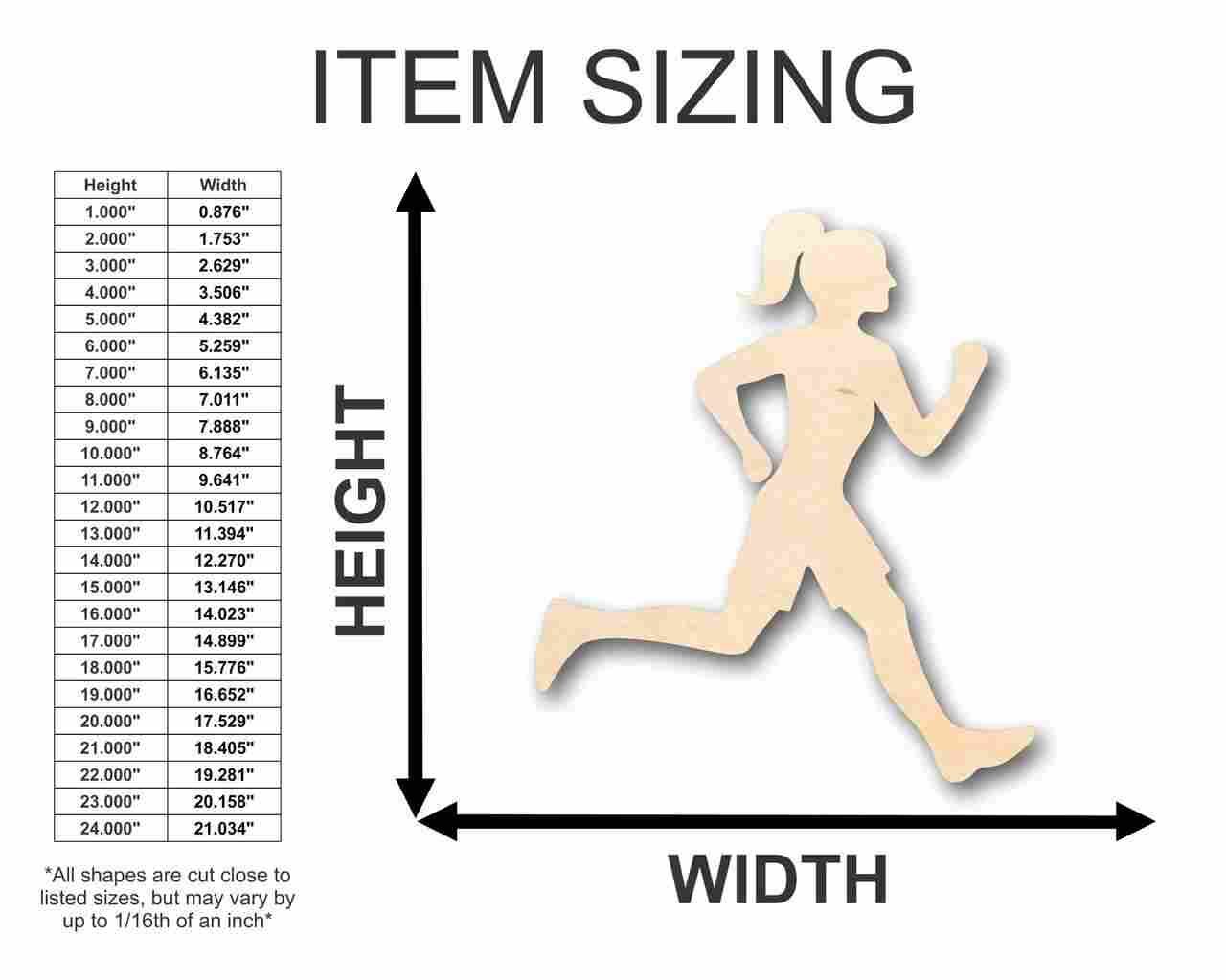 Unfinished Wood Craft - Running Girl Shape for Track and Cross - Country Sports Room Decor with Up to 46 DIY Possibilities