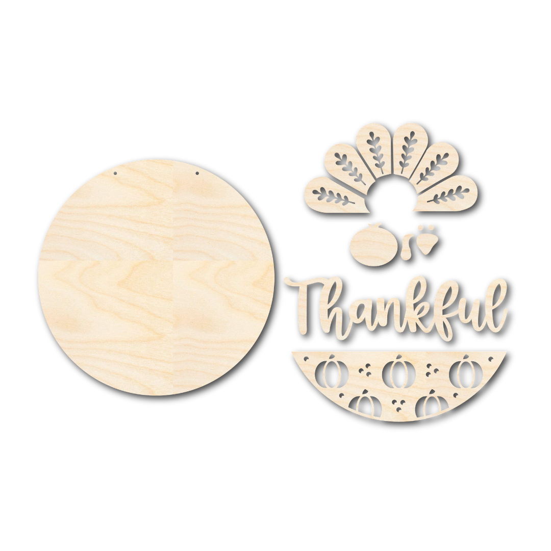 1/4-Inch Thick Unfinished Wood Thanksgiving Door Sign Kit for Creative Home Decor