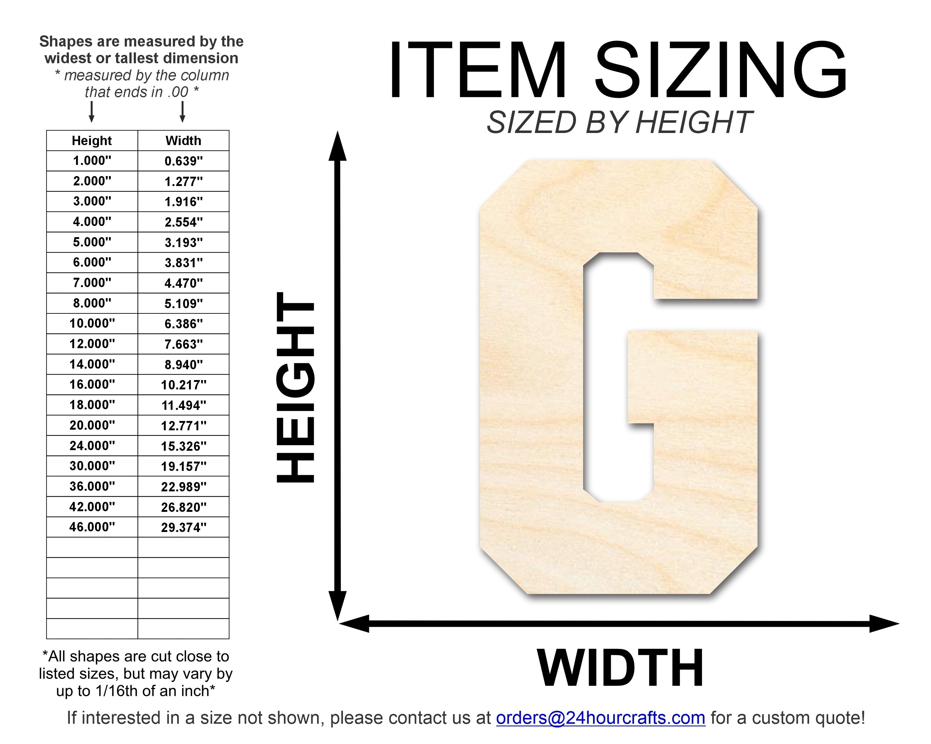 Unfinished Baltic Birch G - Shape Varsity Team Font DIY Craft Cutout, up to 46"