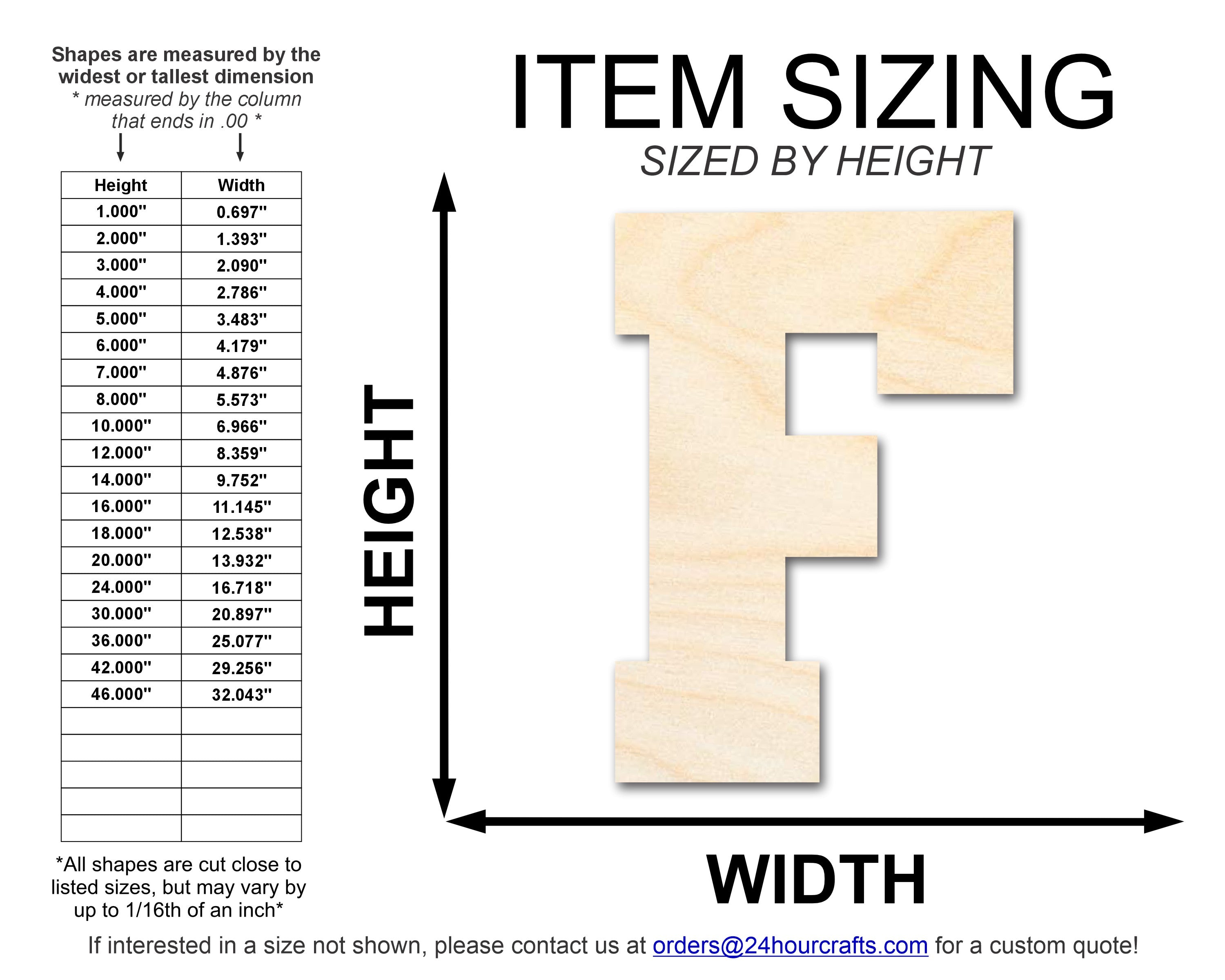 Unfinished Wood Varsity Team Letter F Shape DIY Craft Cutout for Up to 46 DIY Projects