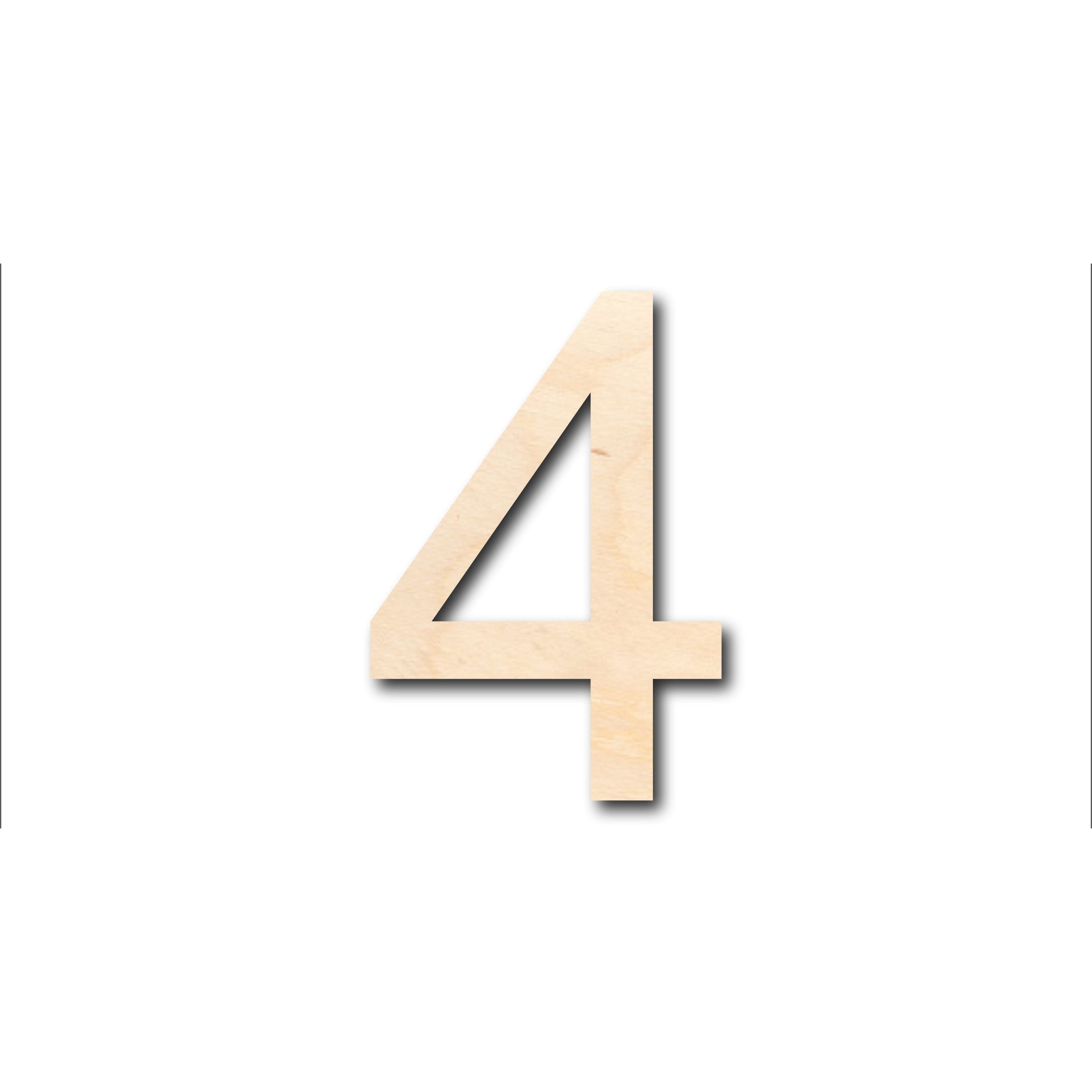 Unfinished Wood Arial Number 4 Shape for Crafting - Ideal for up to 46 DIY Projects