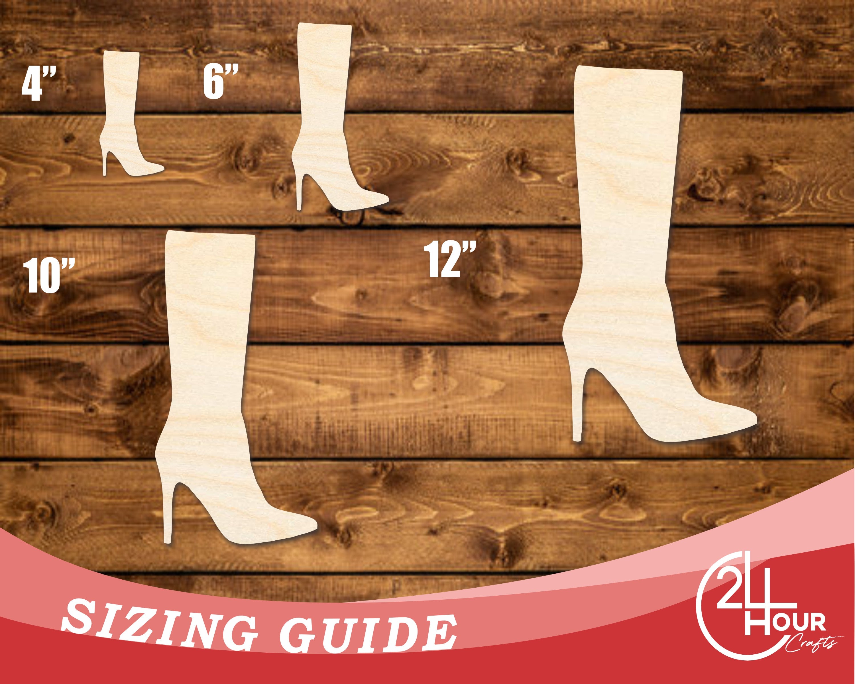 DIY Unfinished Baltic Birch Stiletto Boot Shape Cutouts up to 46 Inches