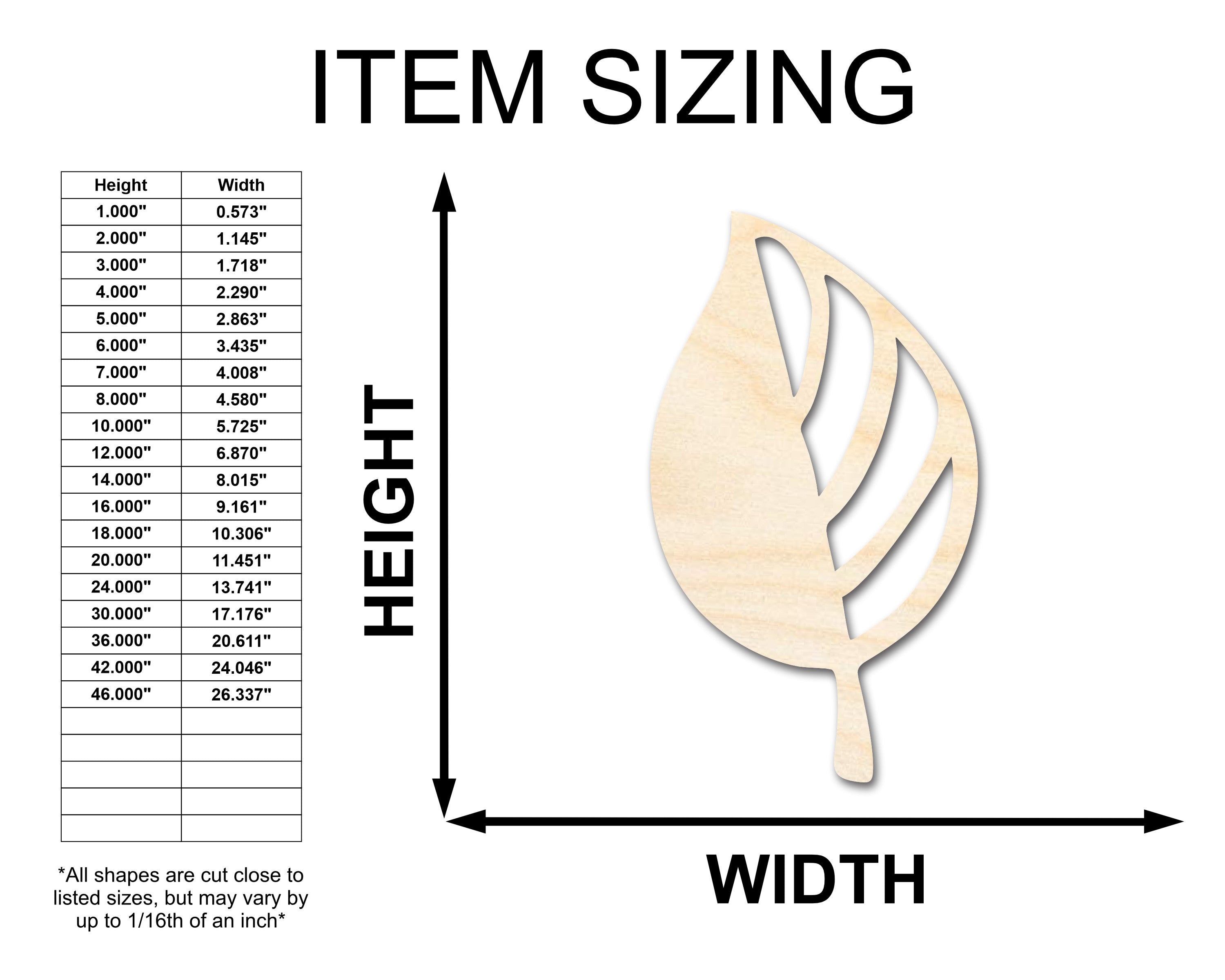 Unfinished Baltic Birch Wood Autumn Leaf Shape Craft Cutouts for Up to 46 DIY Projects