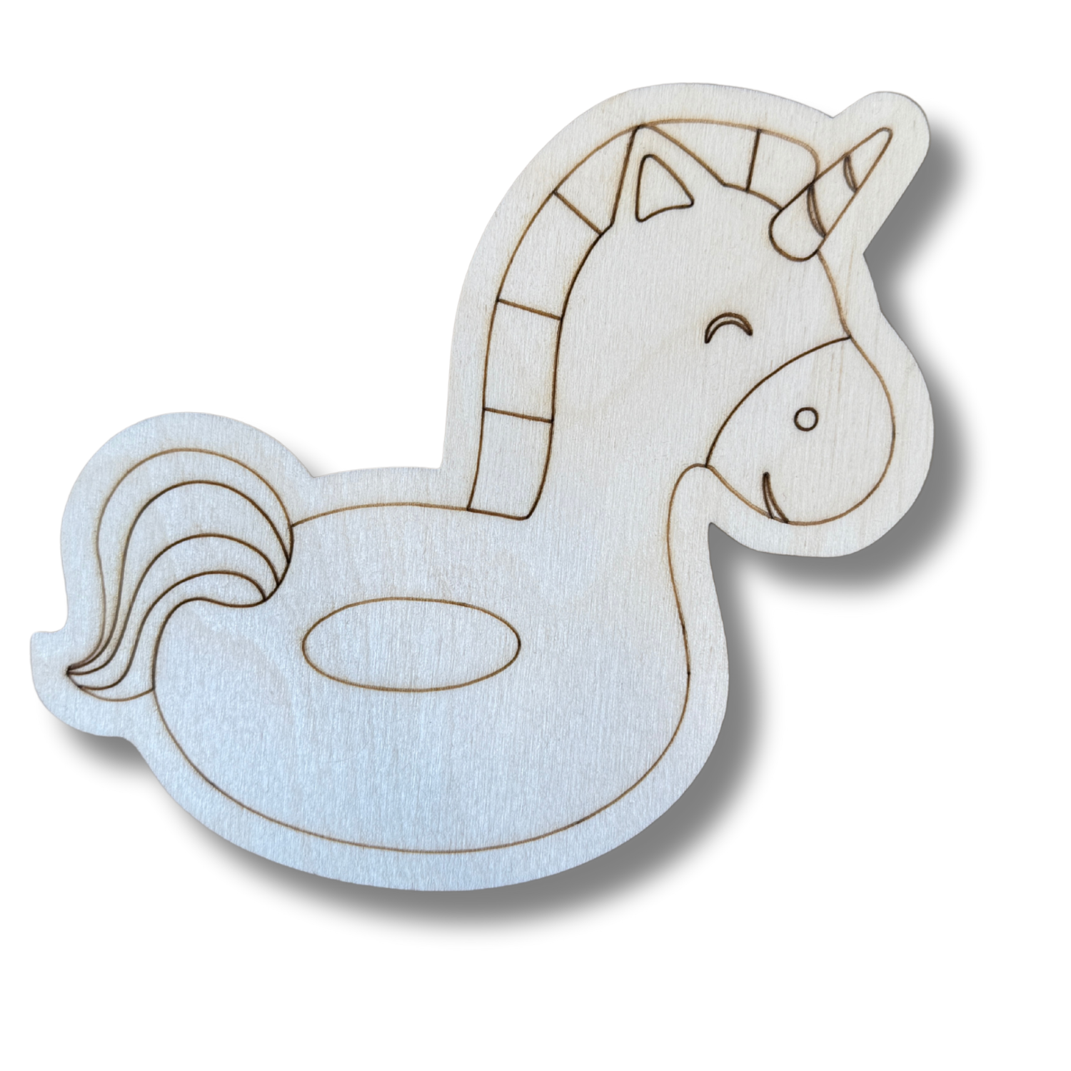 Unfinished DIY Wood Etched Unicorn Float Shape for Paint By Line Crafts with up to 30 Creative Options