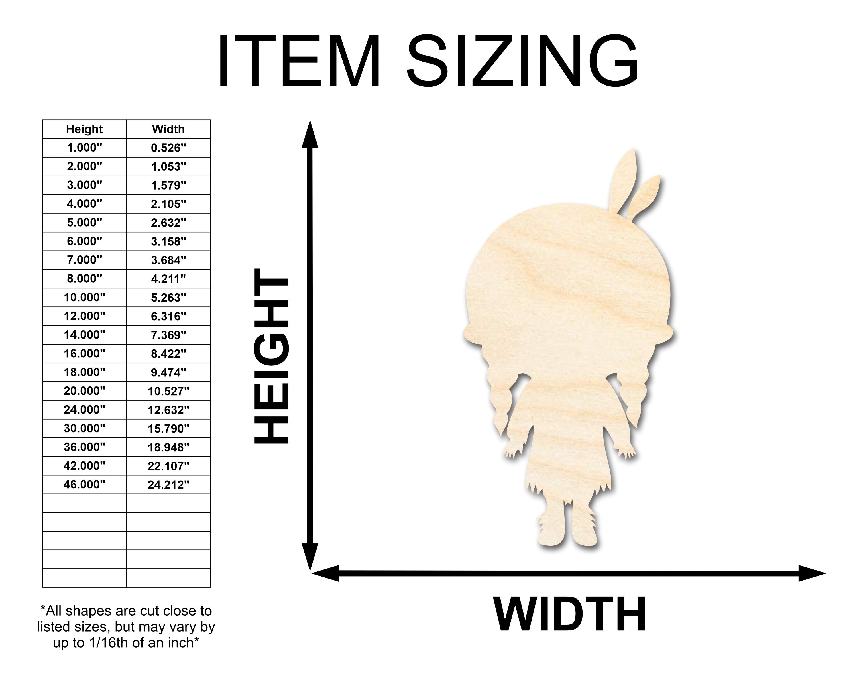DIY Unfinished Baltic Birch Native Girl Shape Craft Cutout up to 46"