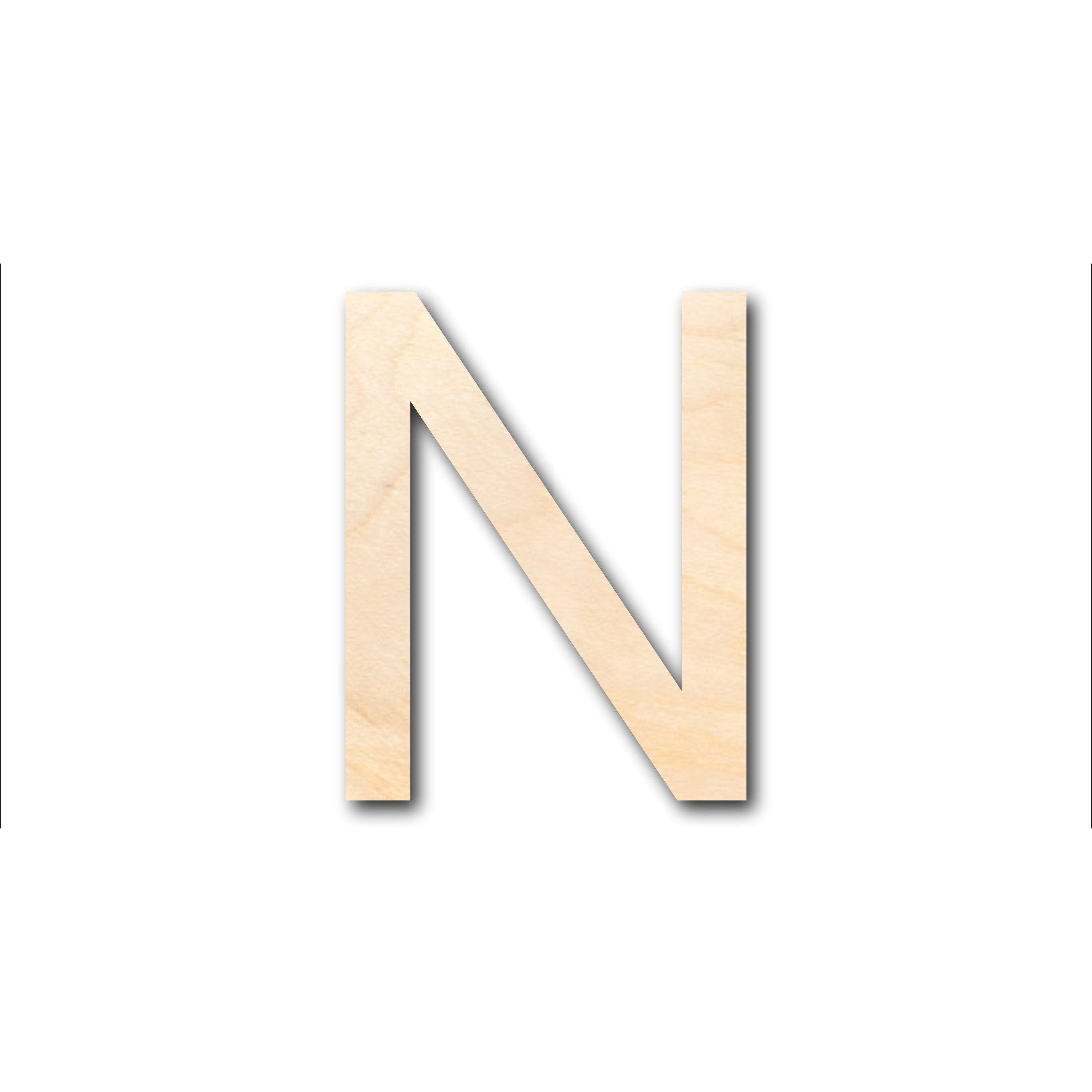 Unfinished Wood Arial Letter N Shape for Crafting - Ideal for Up to 46 DIY Projects