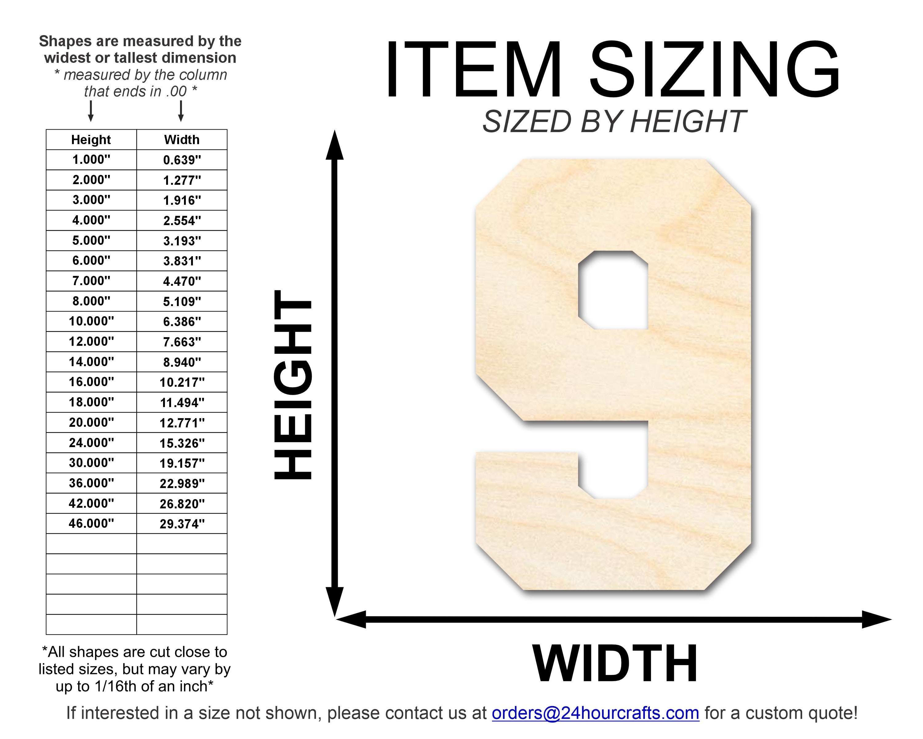 Unfinished Baltic Birch Varisty Number Nine Shape for Up to 46 DIY Crafts