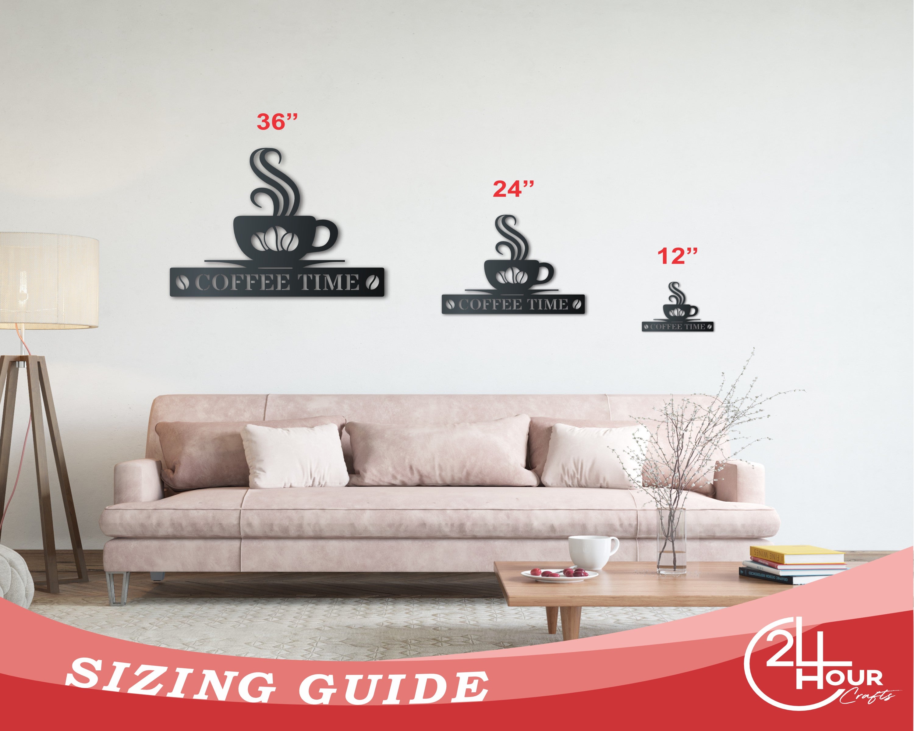 Customizable Metal Coffee Bean Wall Decor for Indoor and Outdoor Use | Up to 46 Inches in Size | More Than 20 Color Choices
