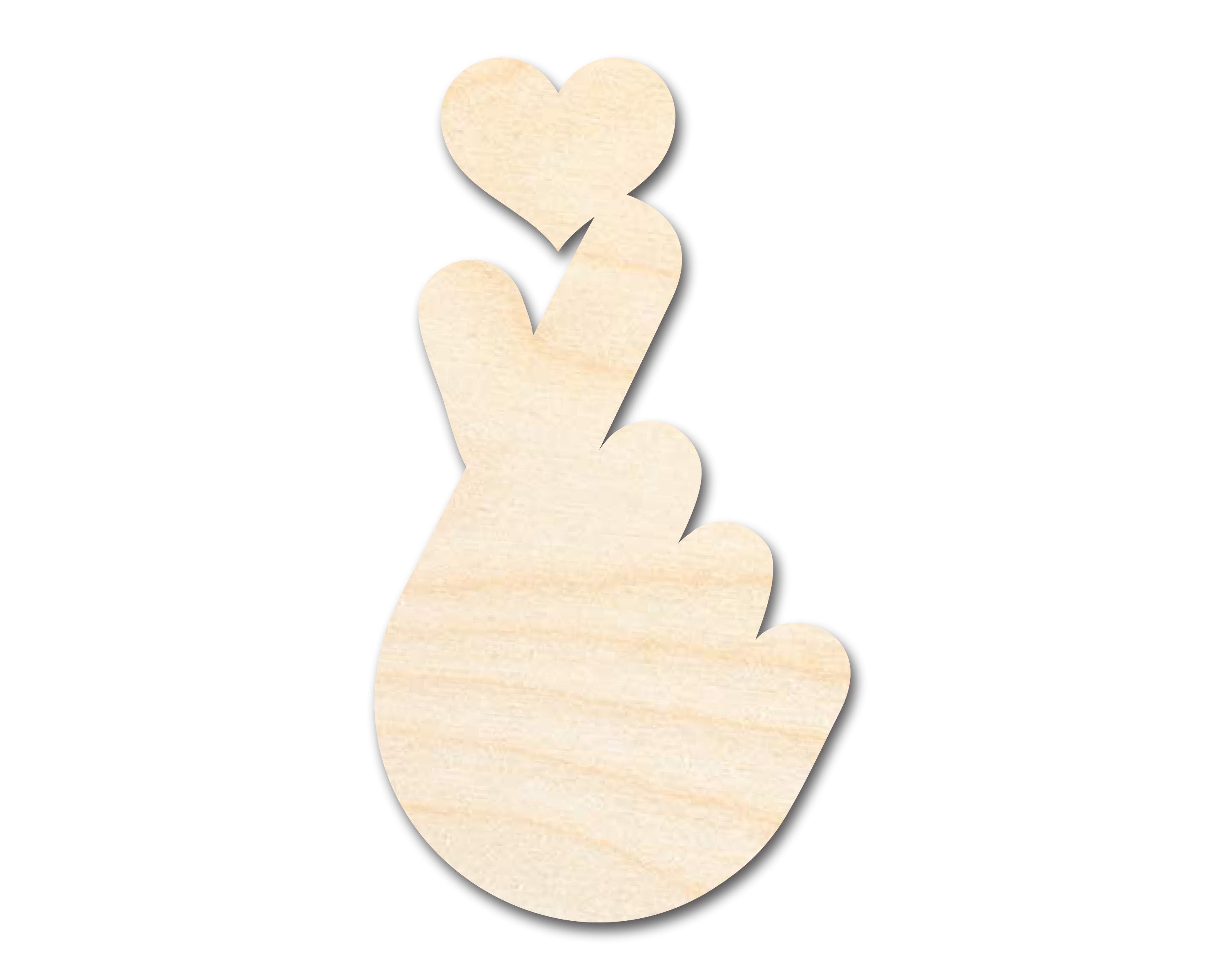 Unfinished Baltic Birch Wood Finger Heart Shape Cutouts for DIY Crafts, Up to 46 Inches in Size