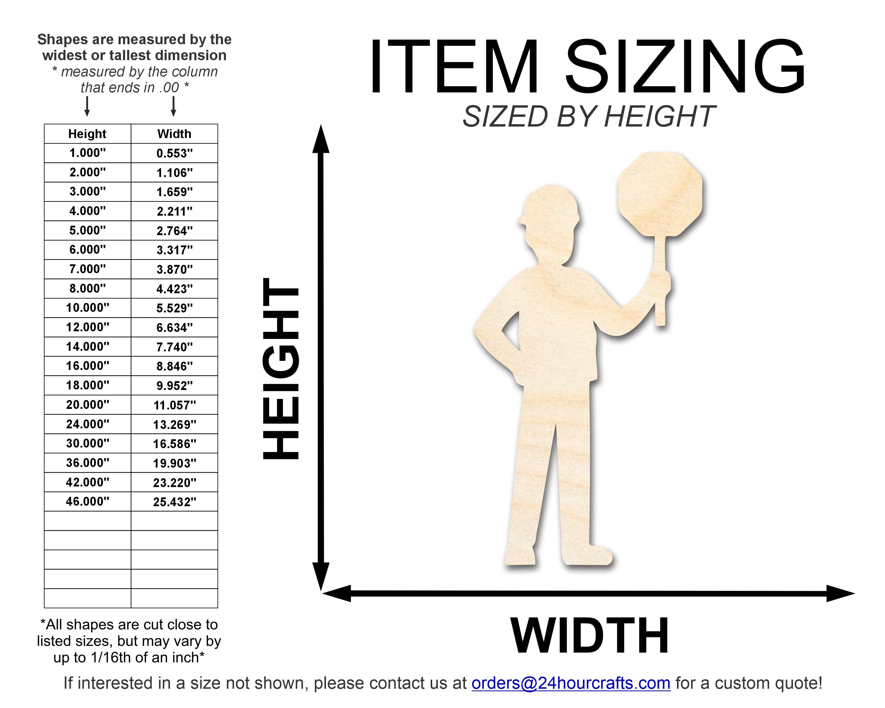 Unfinished DIY Craft Cutout of Wood Stop Sign Worker Shape | Up to 46 Inches for Multiple DIY Projects