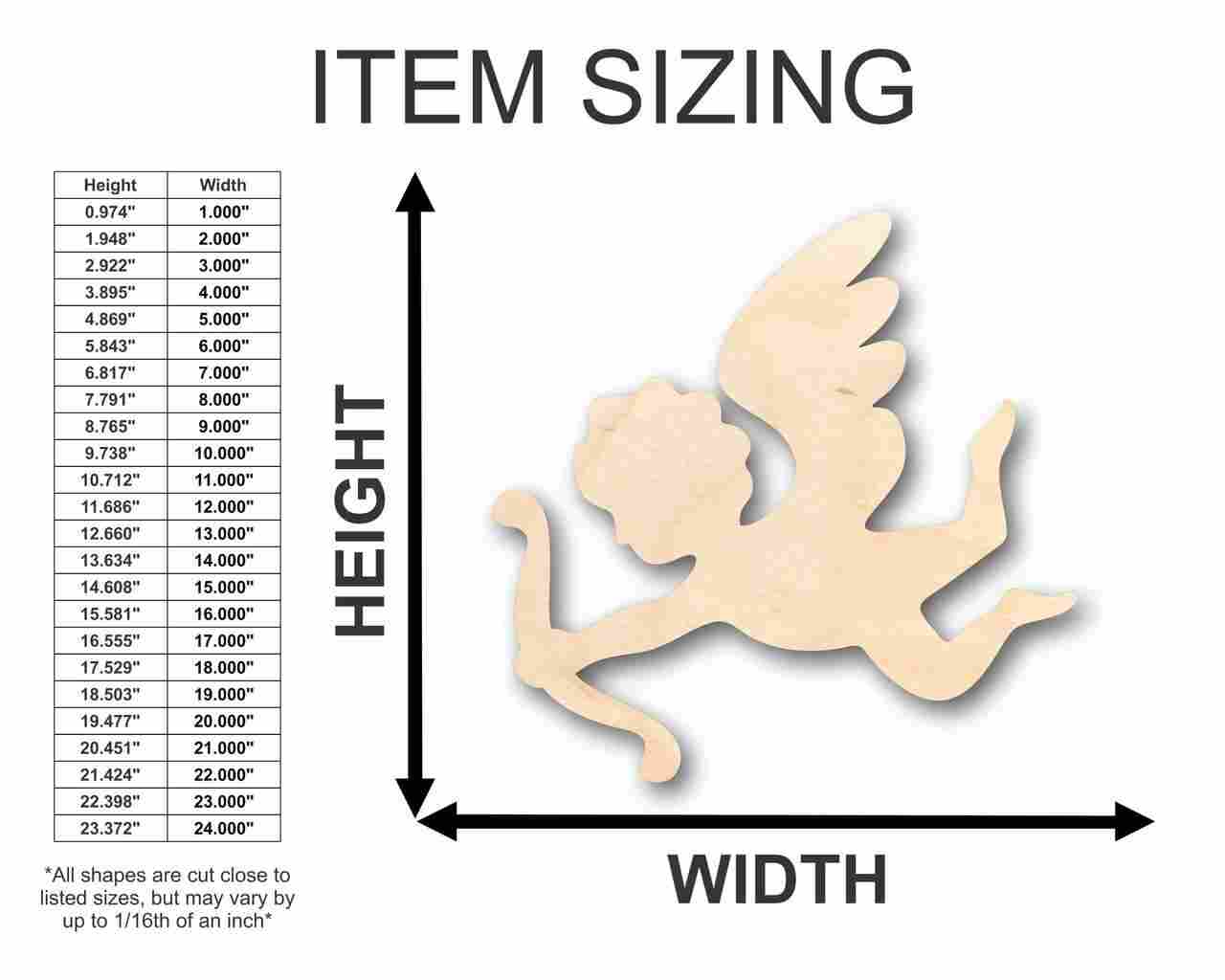 DIY Unfinished Baltic Birch Wood Cupid Shapes for Valentine's Crafts (Up to 24")
