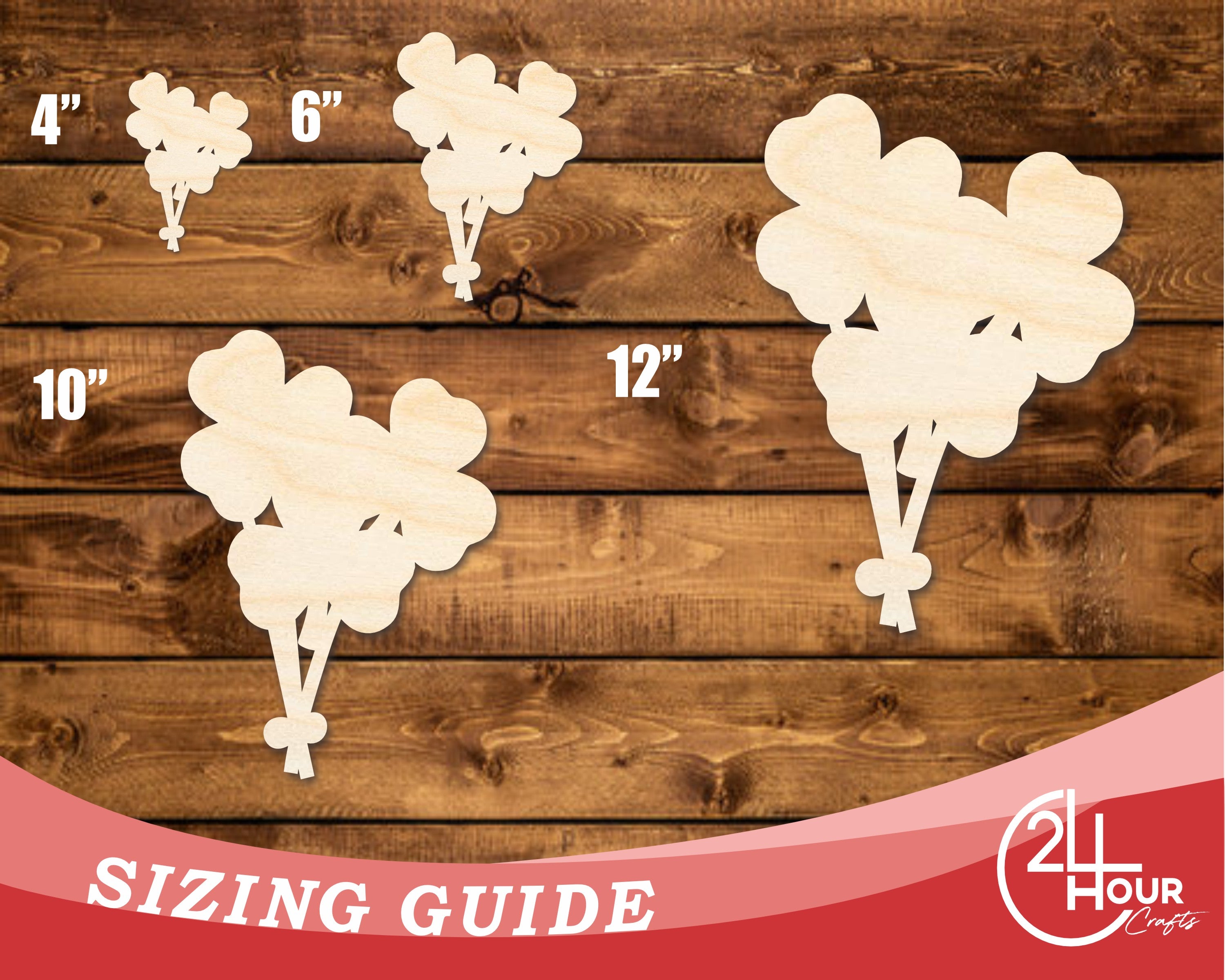 Unfinished Baltic Birch Shamrock Balloons DIY Craft Cutouts up to 46 Inches