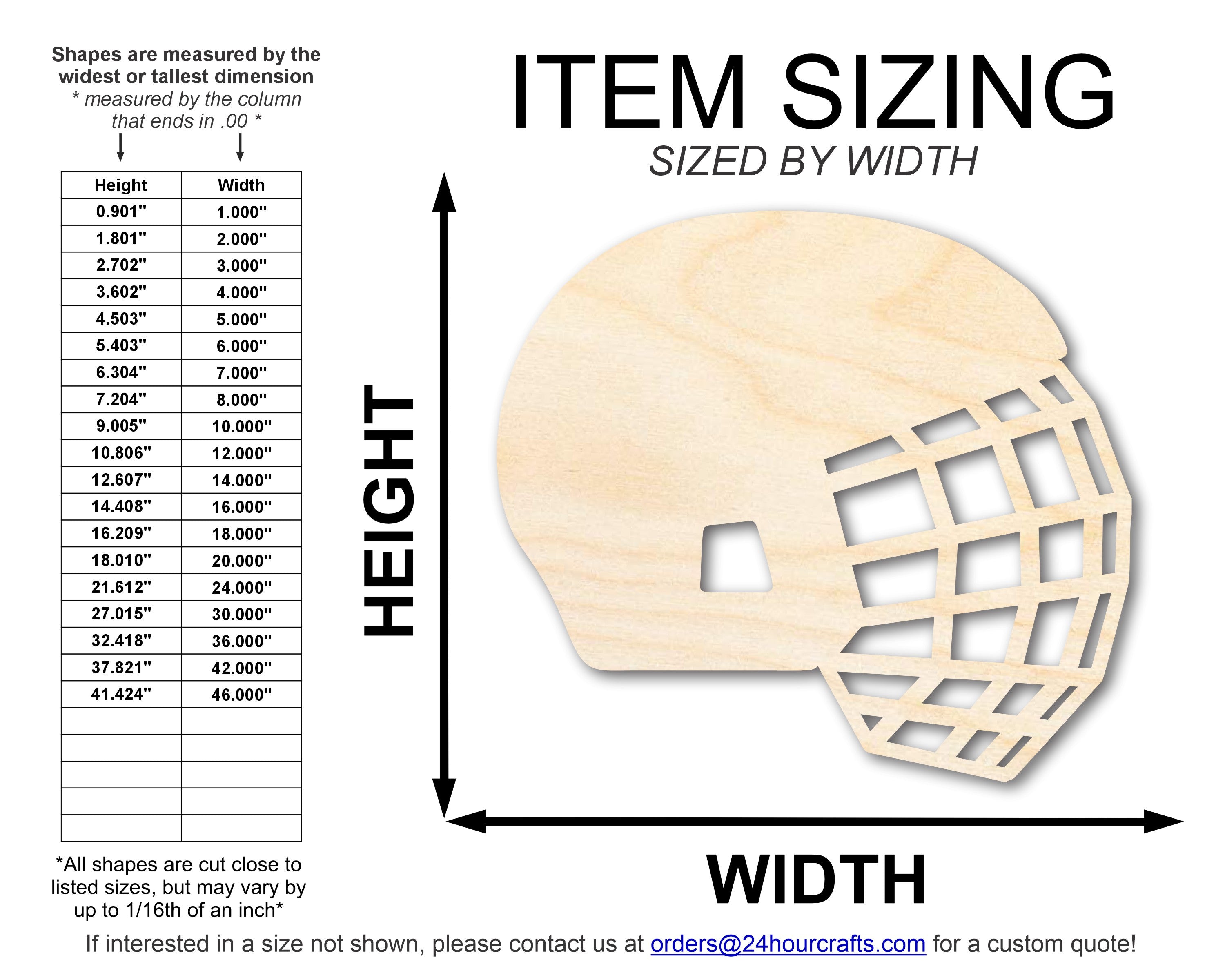 DIY Unfinished Baltic Birch Wood Hockey Helmet Cutout up to 46 Inches