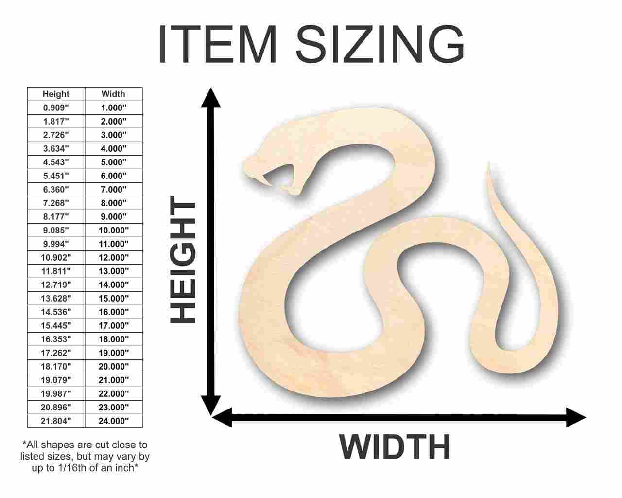 Unfinished Wood Animal Craft - Serpent Snake Shape for Up to 46 DIY Projects
