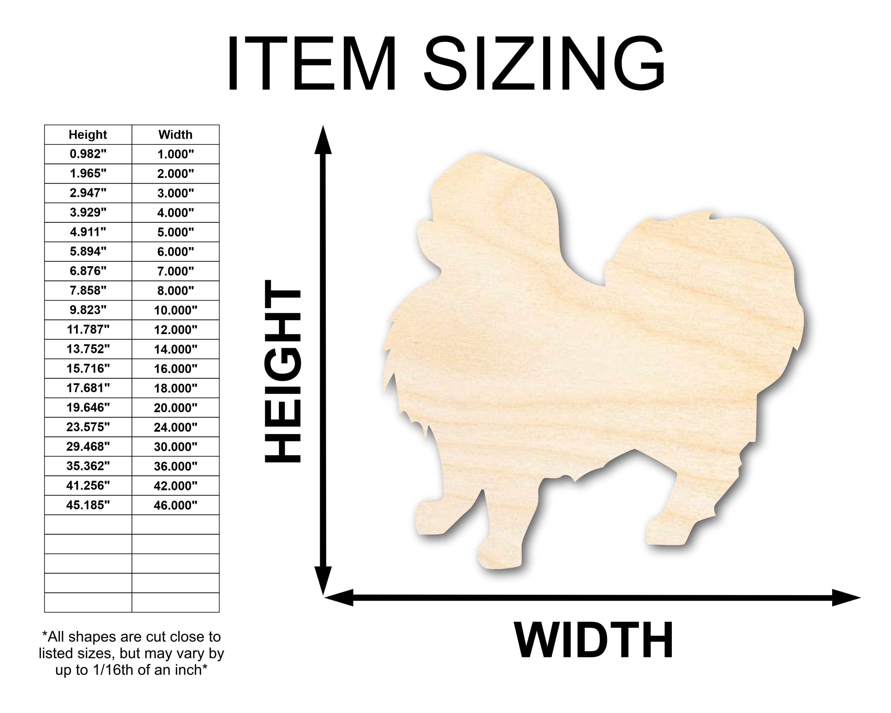 Unfinished Baltic Birch Japanese Chin Shape Pet Craft - Up to 36 Inches