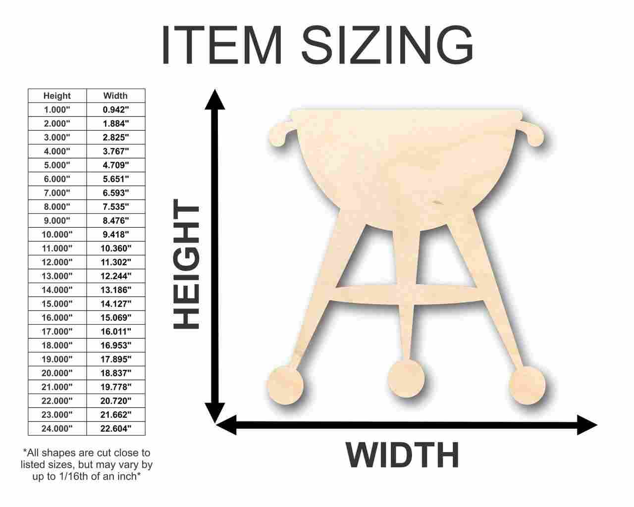 DIY Summer Unfinished Wood Grill Shapes - Up to 24 Inches for Crafting