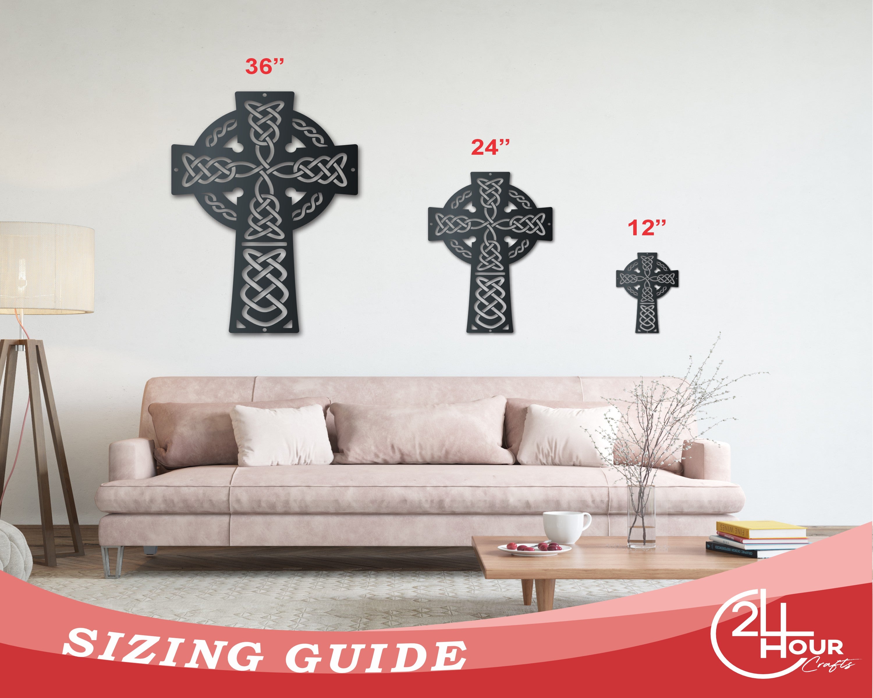Customizable 16-Gauge Metal Celtic Cross Wall Art with 20+ Color Options, Indoor/Outdoor Use