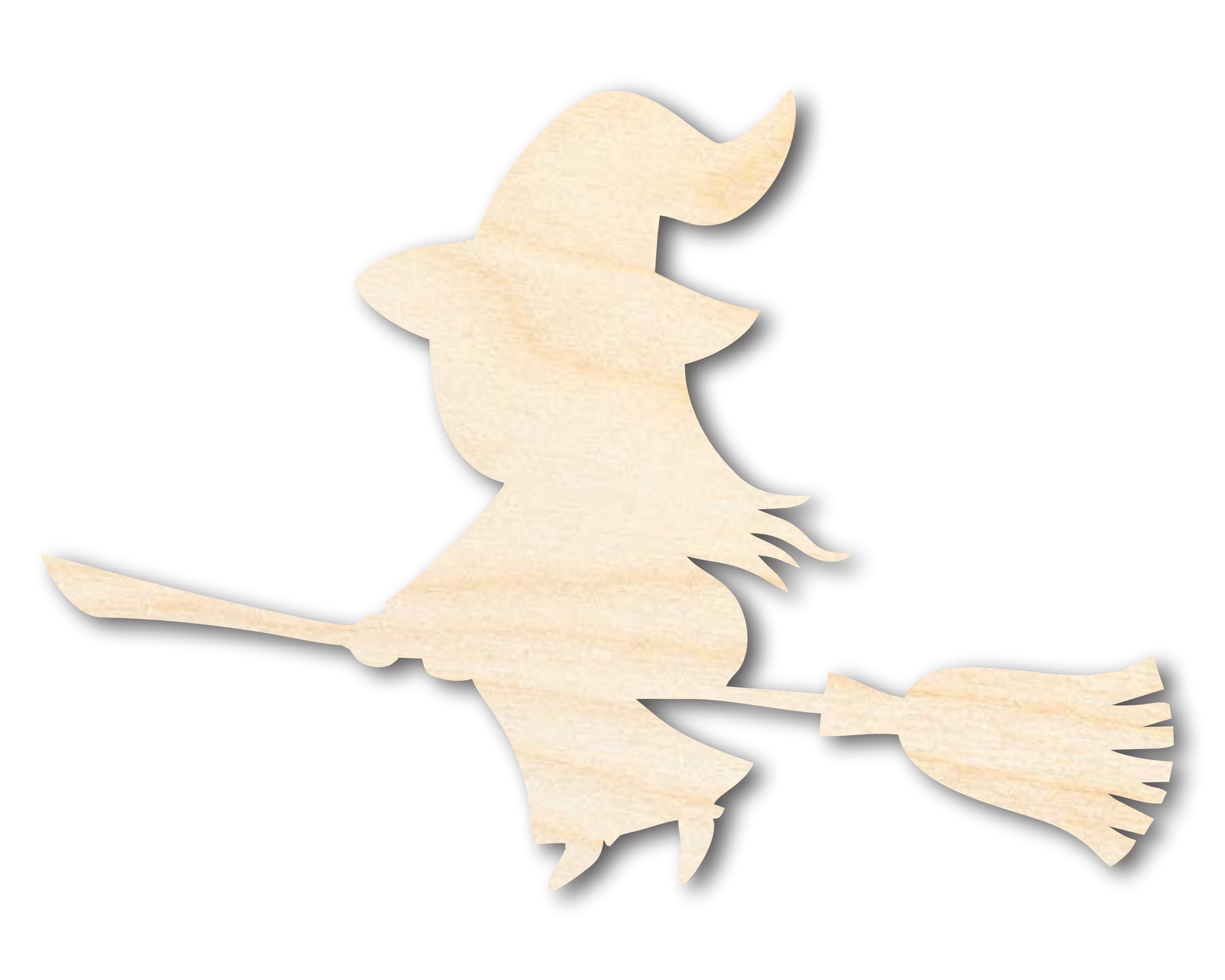 Unfinished Wood Handicraft - Adorable Flying Witch Shape, Sizes up to 46 Inches