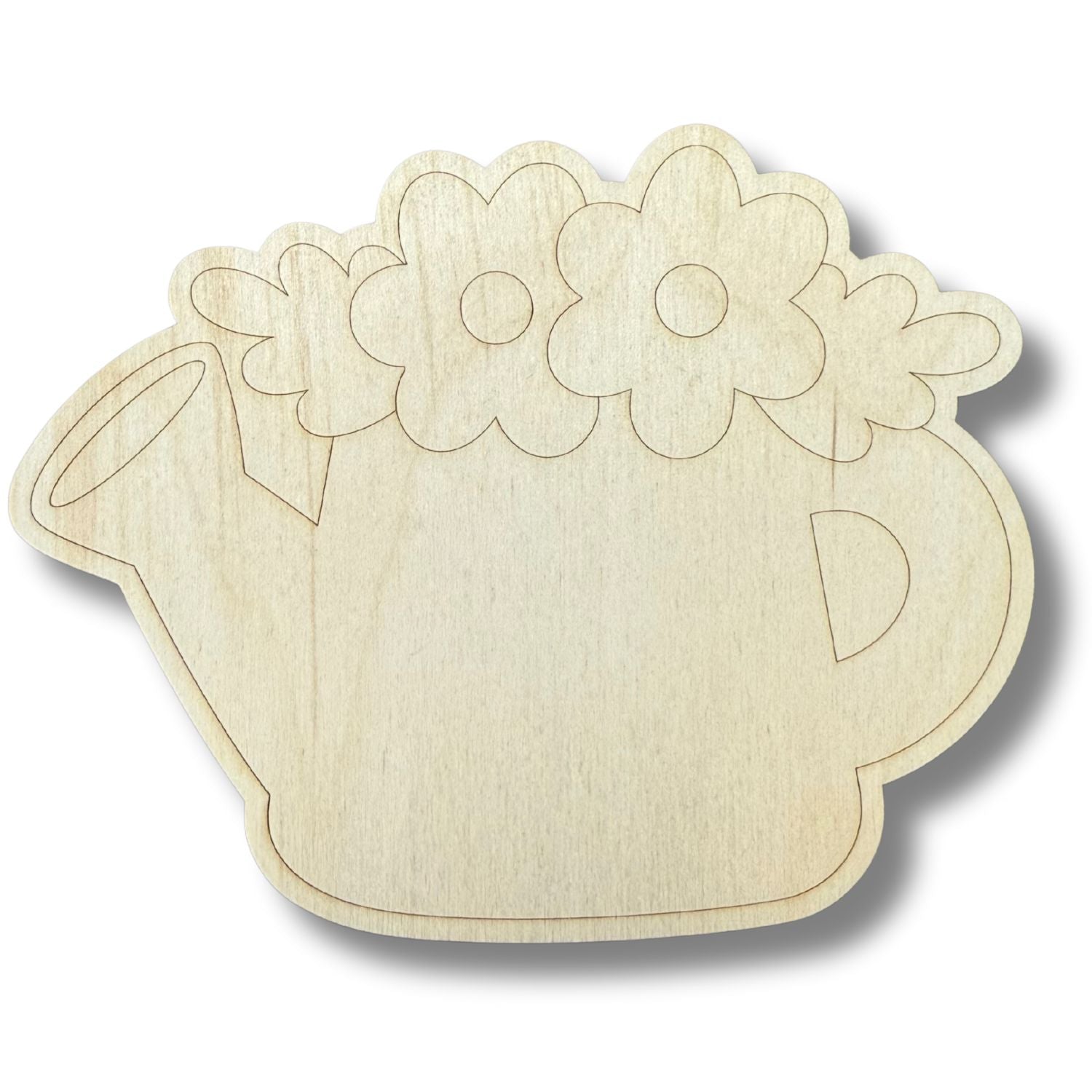 Unfinished DIY Wood Crafts: Etched Watering Can Shape for Up to 30 Paint by Line Projects