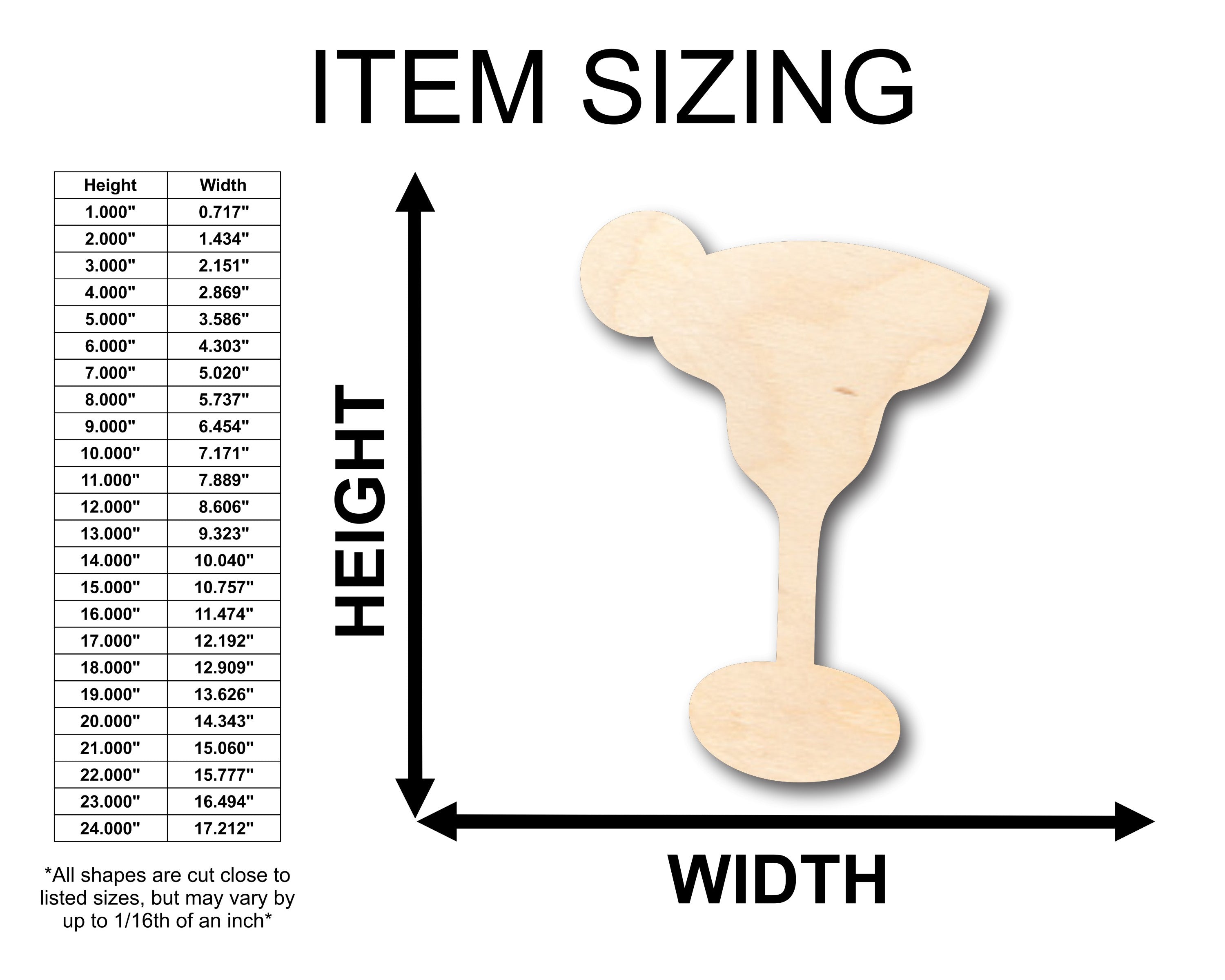 DIY Unfinished Wood Lime Margarita Glass Shapes - Up to 46 Pieces for Crafts