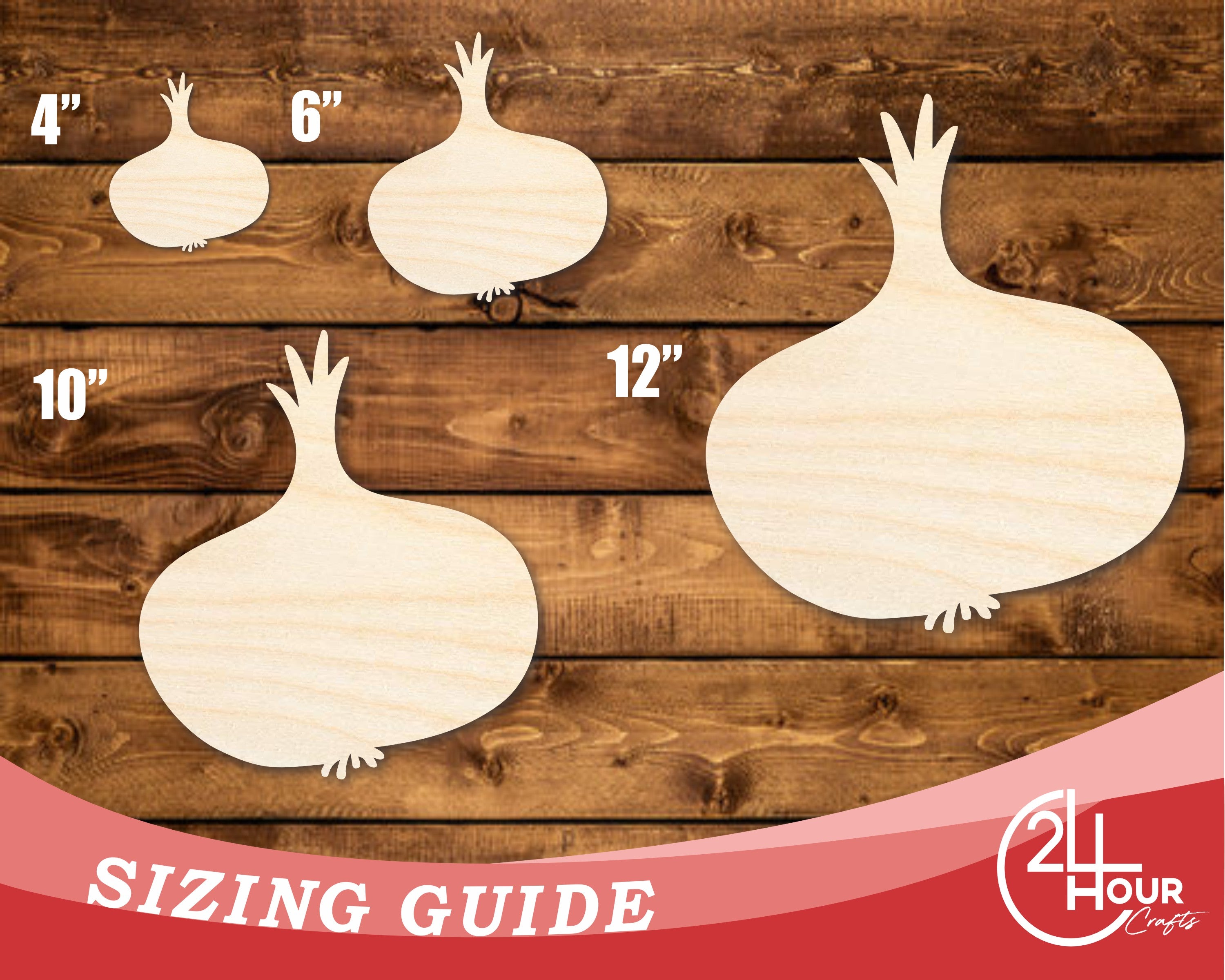 Unfinished Baltic Birch Wood Garlic-Shaped DIY Craft Cutout with up to 46 DIY Options