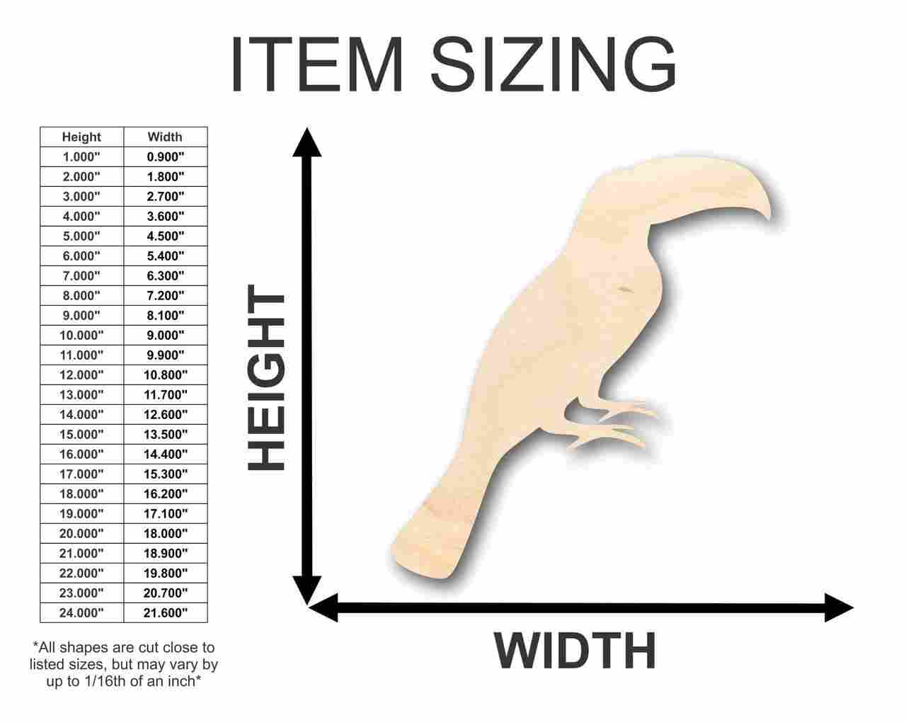 Unfinished Wood Craft - Toucan Shape for Animal, Wildlife, and Pet DIY Projects up to 46