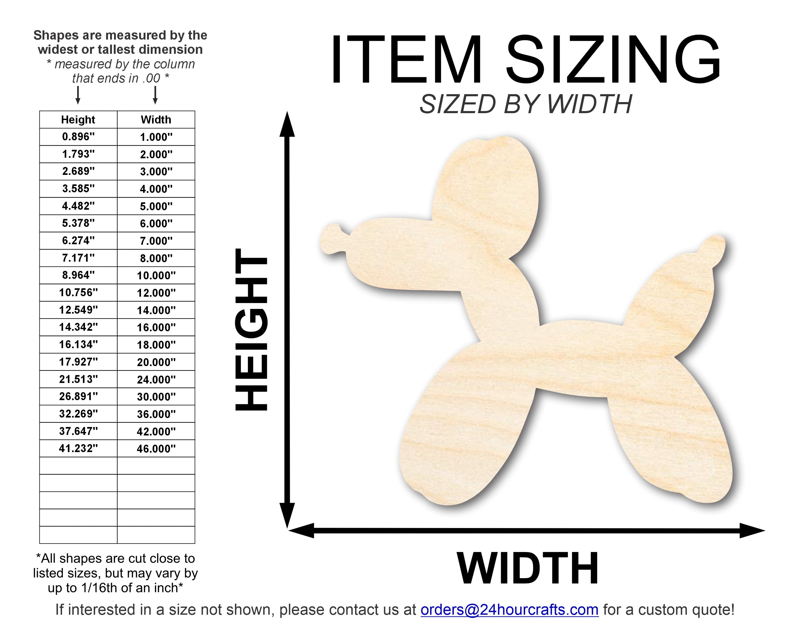 Unfinished Baltic Birch Wood DIY Craft Cutout in Happy Balloon Dog Shape | Up to 46 Inches for Multiple DIY Projects