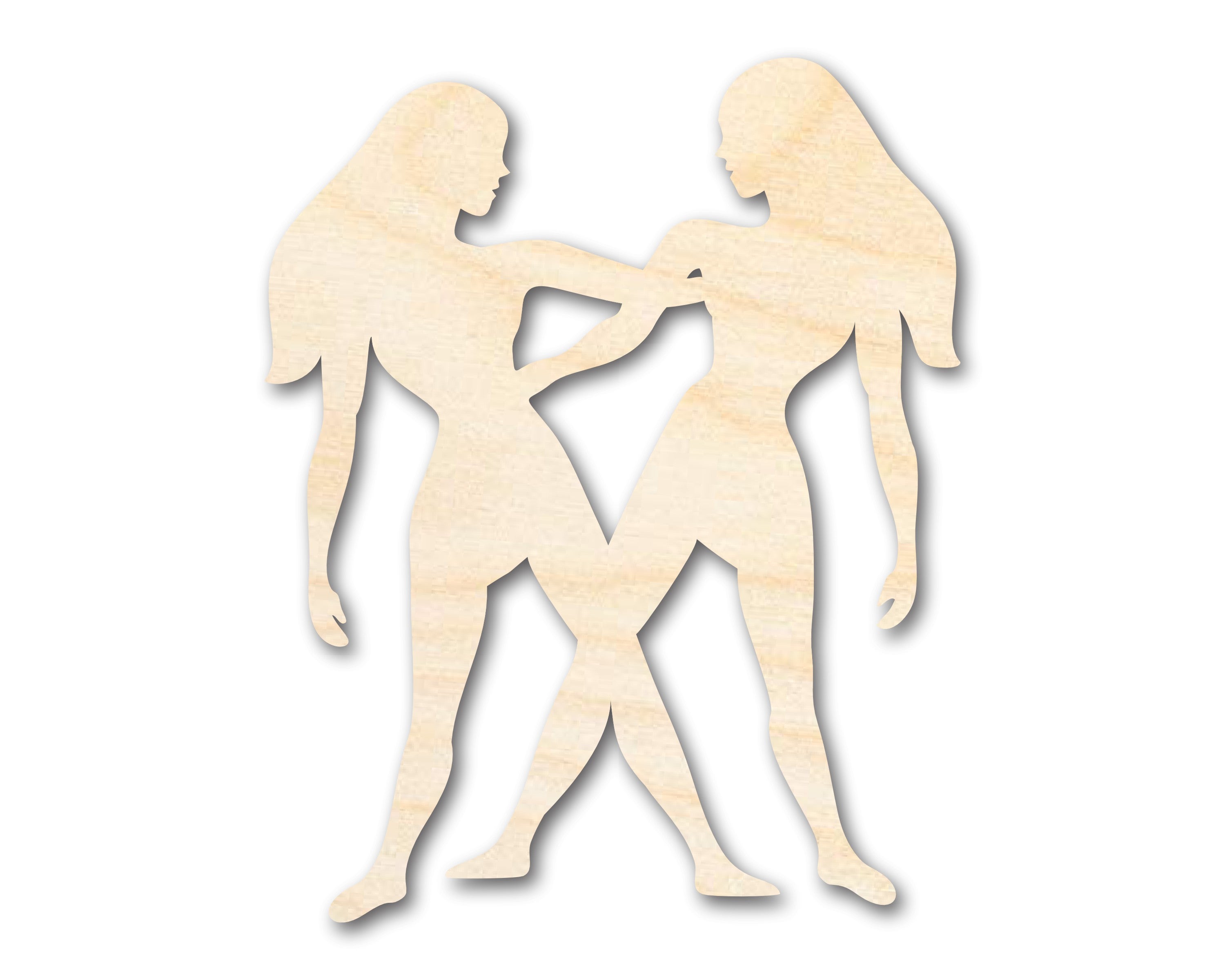 Handmade Unfinished Wood Gemini Twins Zodiac Craft, Up to 36 Inches