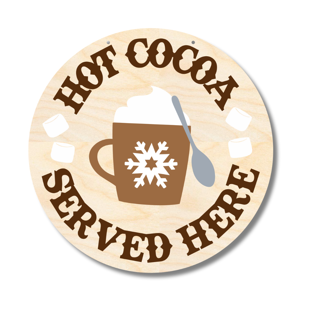 Unfinished Wood Craft Cutouts Kit for Hot Cocoa Themed Door Sign | 1/4 Inch Thick