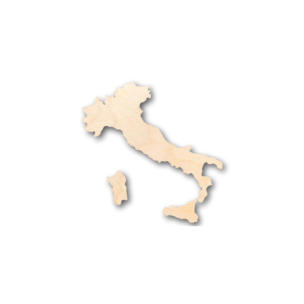 Unfinished Wood Italy-shaped Craft Set of 3 Pieces - Ideal for up to 46 DIY Country Projects