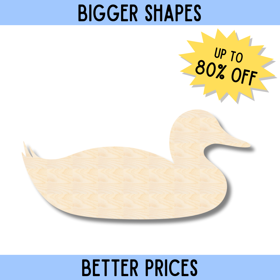 Enhanced Unfinished Wood Sitting Duck Shape for DIY Craft Cutouts