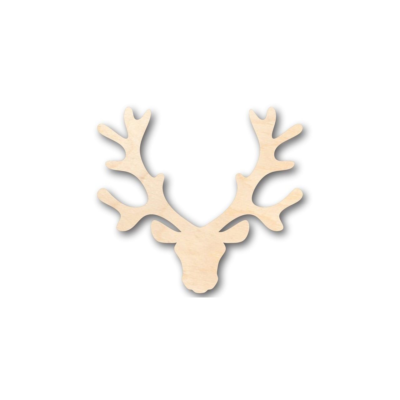 Unfinished DIY Wood Craft in the Shape of a Reindeer Head with Antlers - Ideal for Animal and Wildlife Crafts, Available for Up to 46 DIY Projects