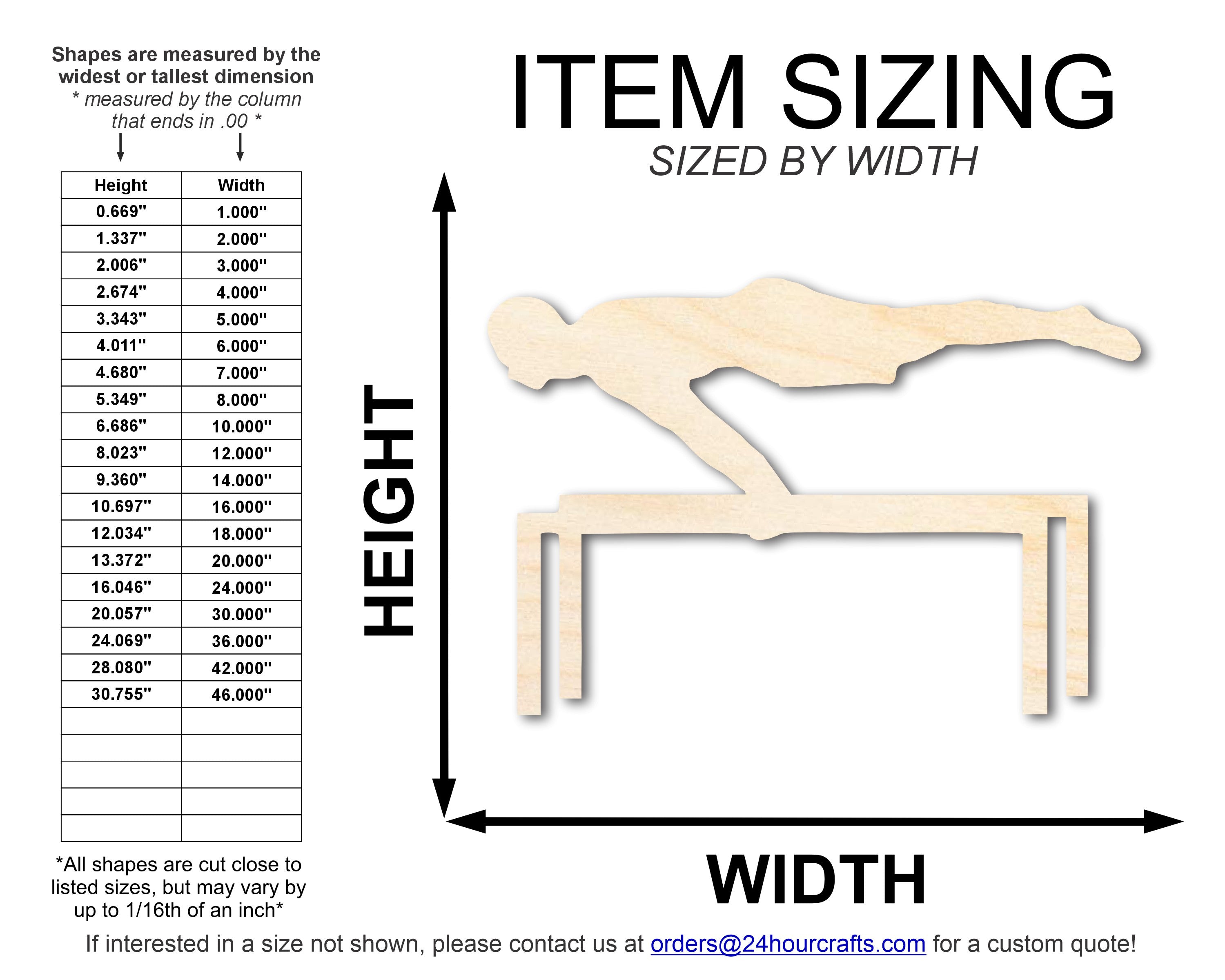 DIY Unfinished Baltic Birch Gymnast Parallel Beam Shape Cutouts up to 46 Inches