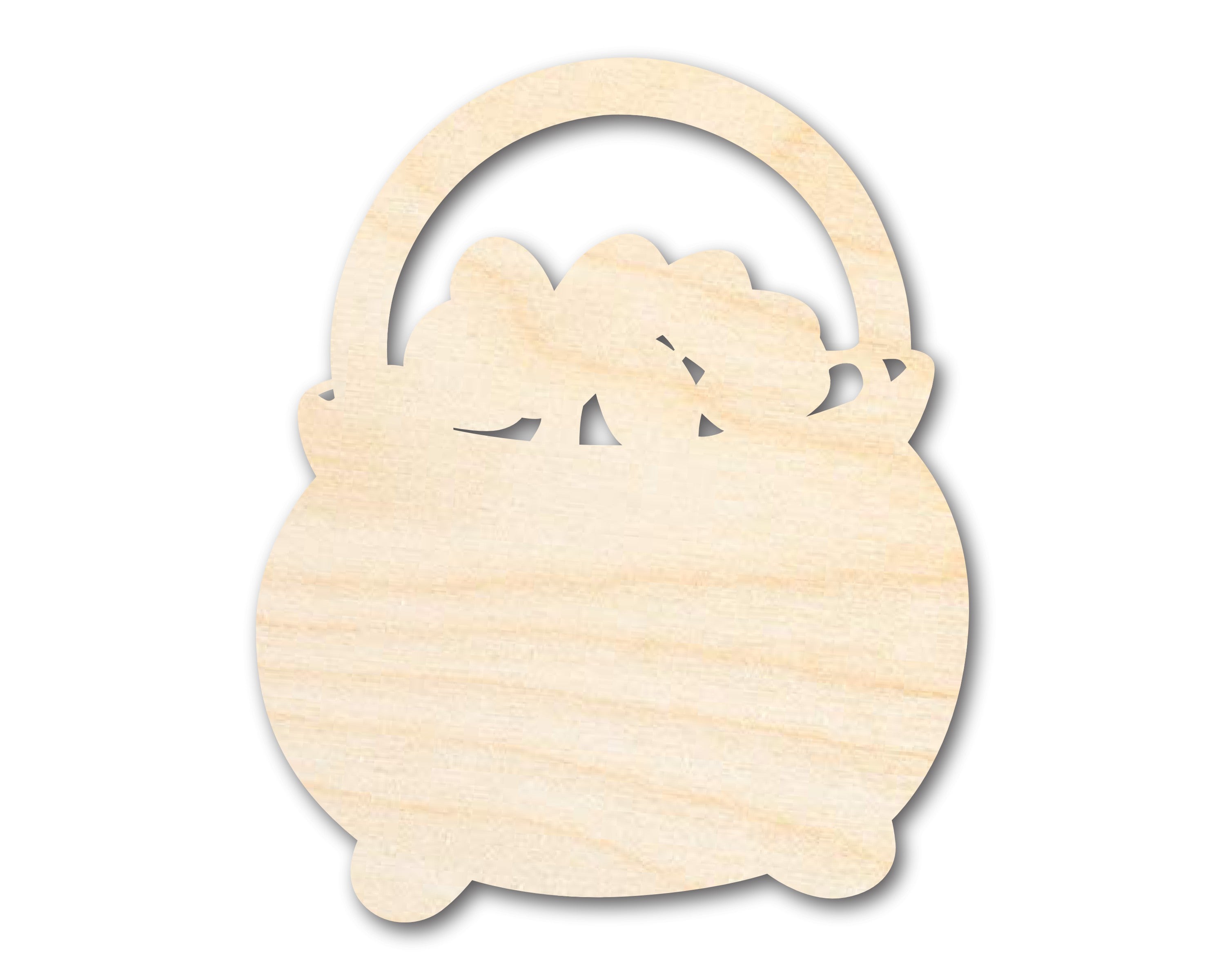Unfinished Baltic Birch Wood Pot of Gold Shape DIY Craft Cutout with Up to 46 Sizes for Various DIY Projects