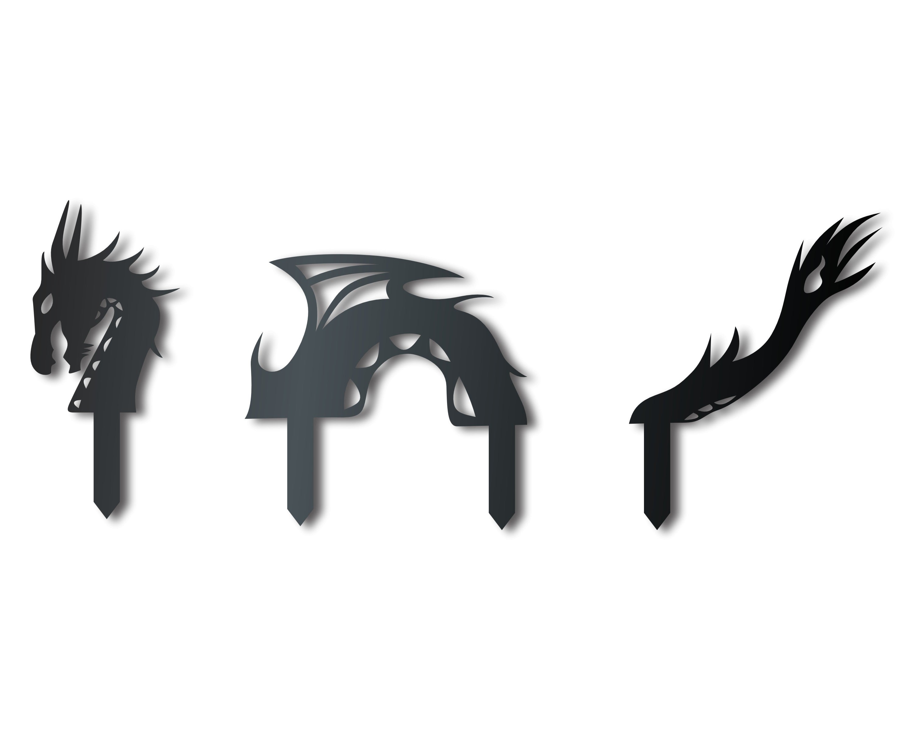 Outdoor Metal Dragon Garden Stakes - Part of a Metal Garden Set with Up to 24 Pieces and More Than 20 Color Choices