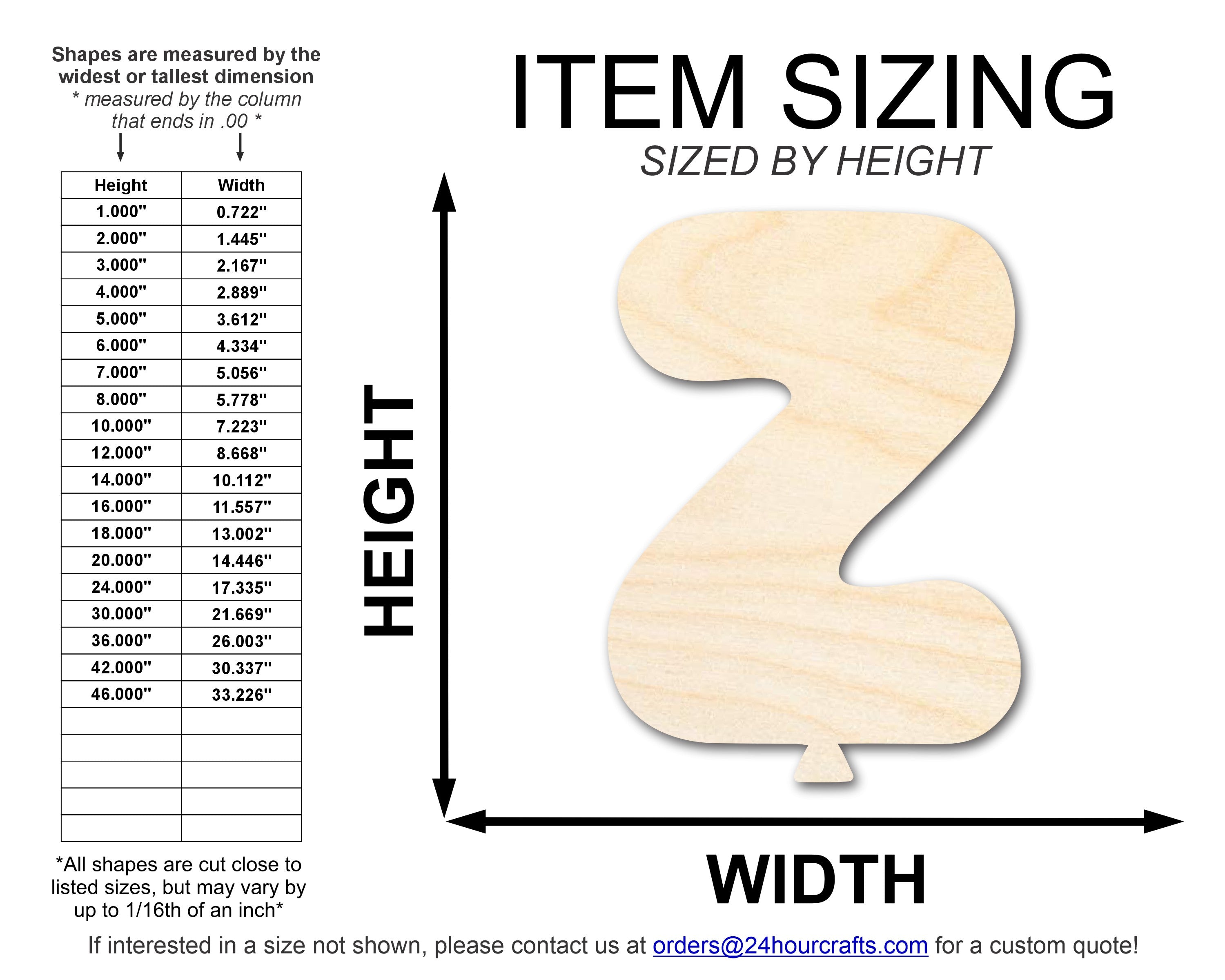 Unfinished Baltic Birch Wood Balloon Letter Z Shape for Up to 46 DIY Projects