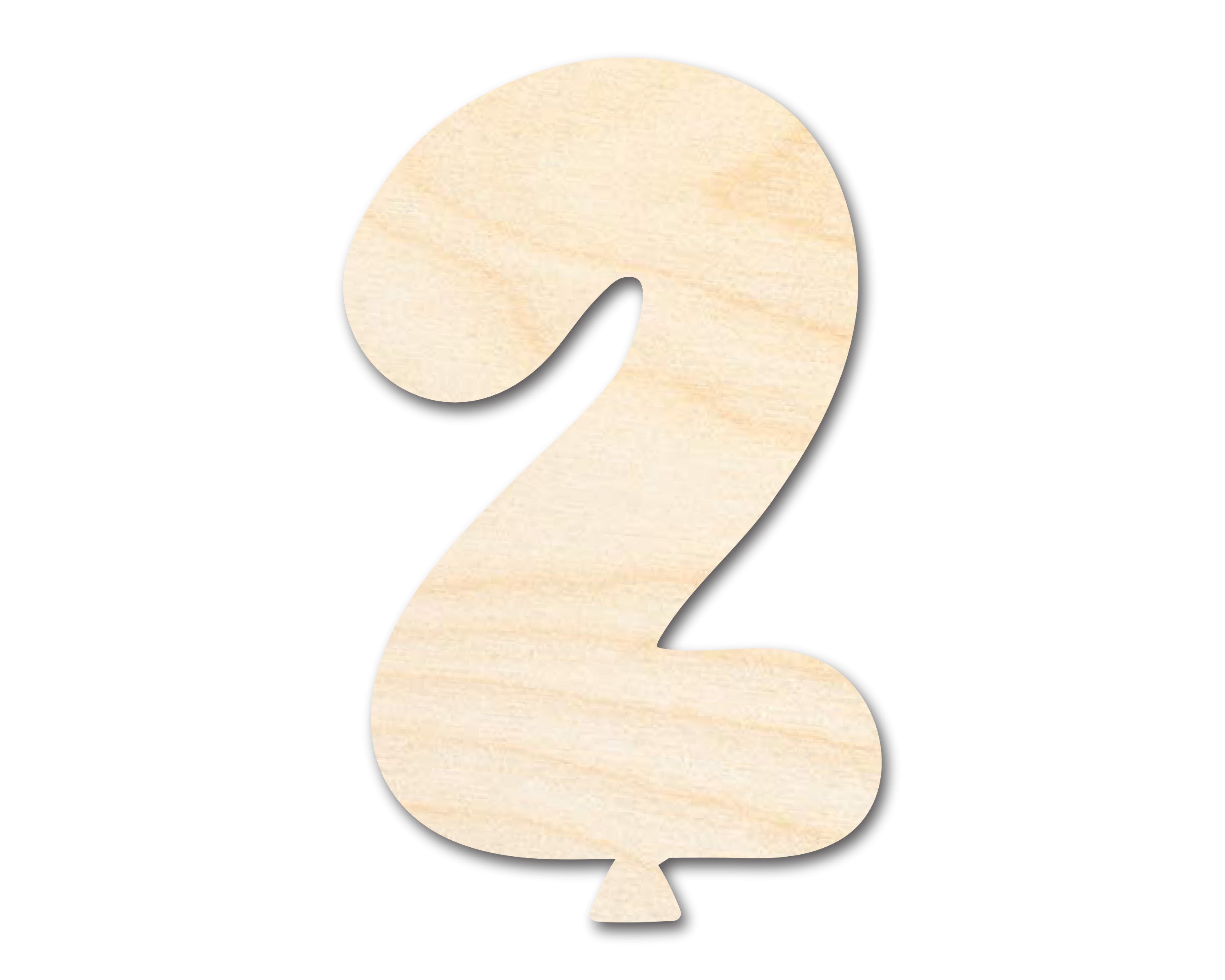 Unfinished Baltic Birch DIY Craft Cutout: Balloon Number 2 Shape up to 46