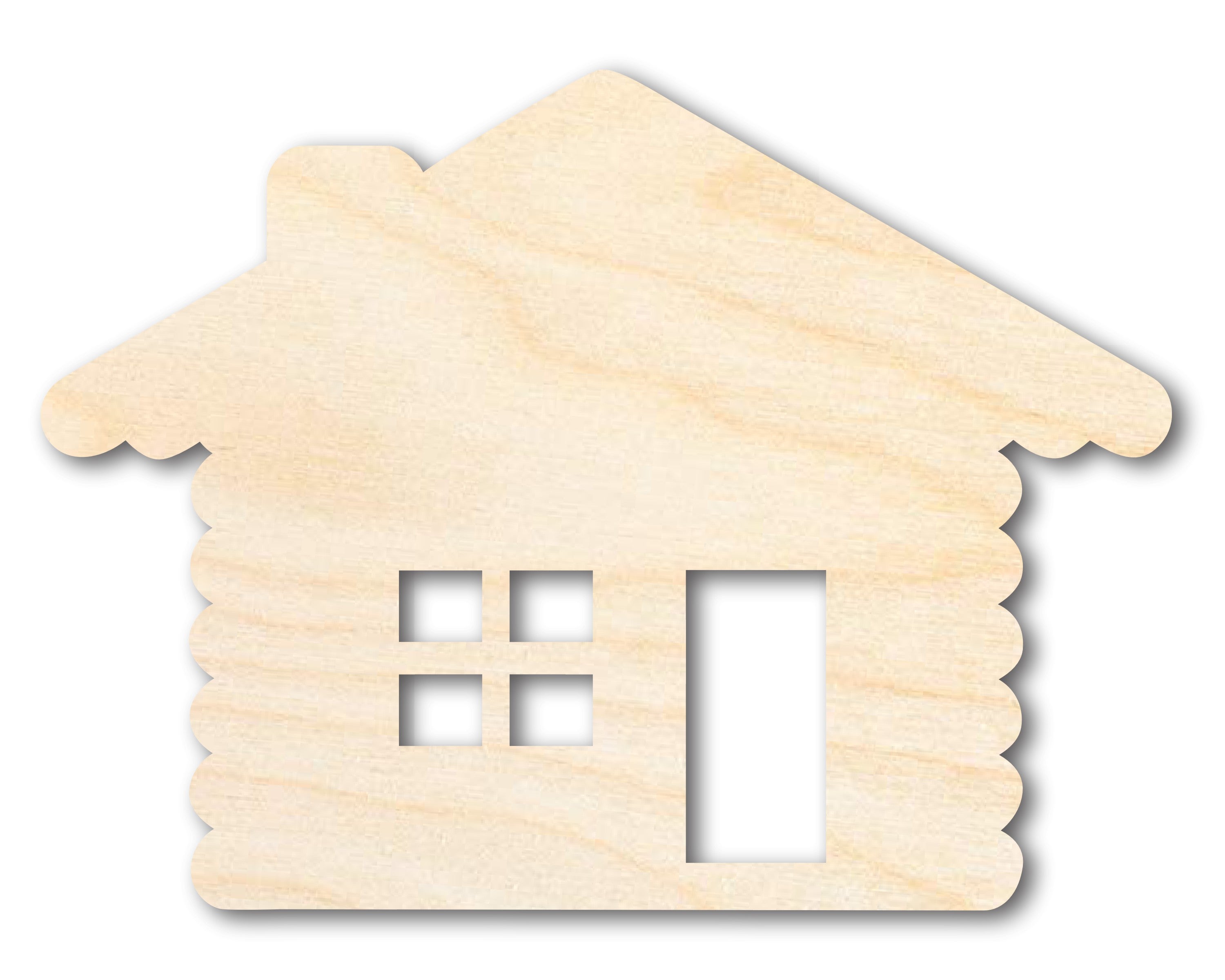 Unfinished DIY Craft Cutout in Wood Log Cabin Shape, Available for up to 46 Do - It - Yourself Projects