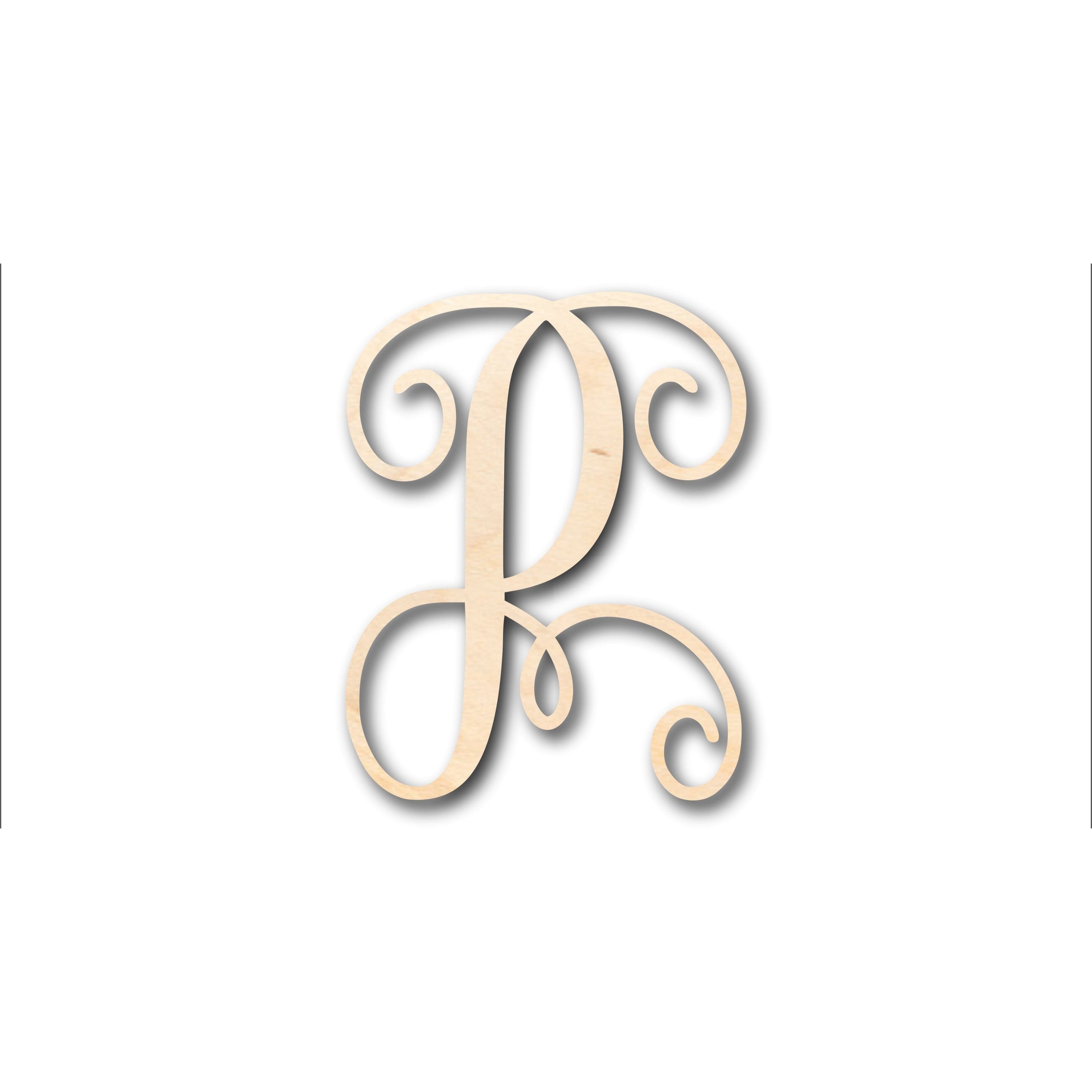 Unfinished Wood Monogram Letter P Shape for DIY Crafts - Sizes Up to 46 Inches