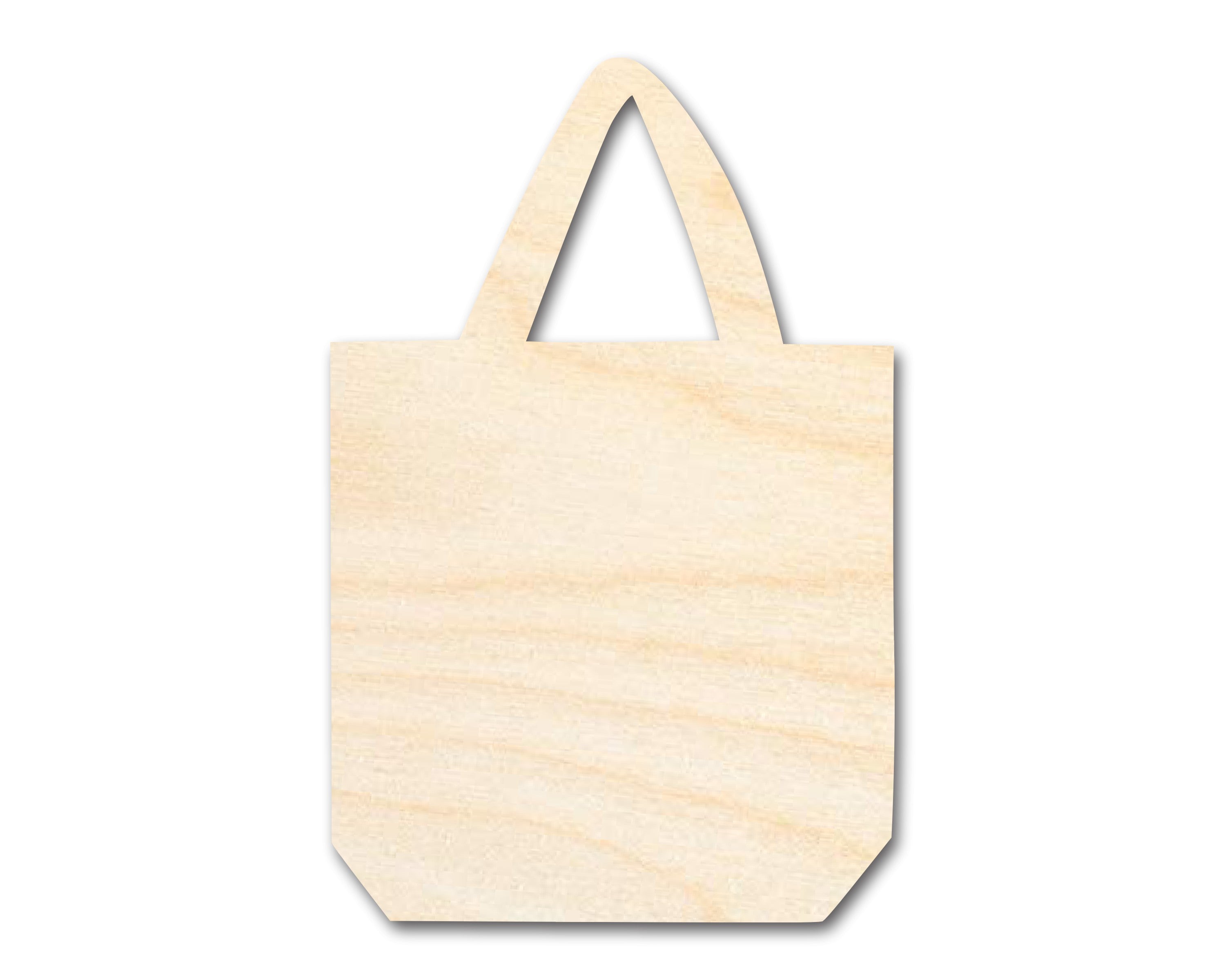 Unfinished DIY Craft Cutout in the Shape of a Wood Shopping Bag, Available up to 46 Inches for Various DIY Projects