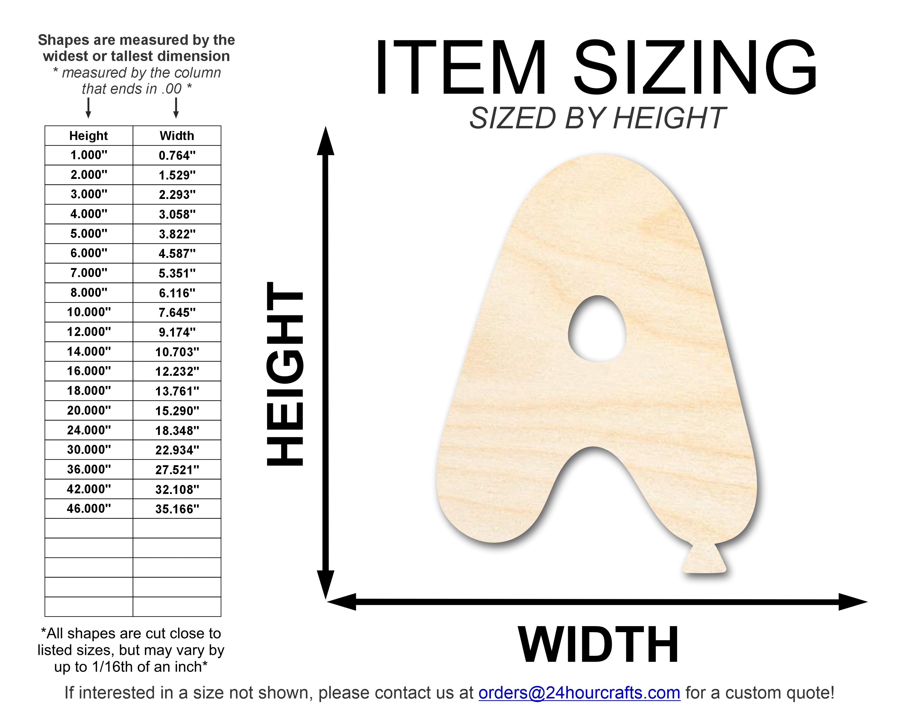 Unfinished DIY Craft Cutout - Wood Balloon Letter A Shape, Suitable for up to 46 DIY Projects