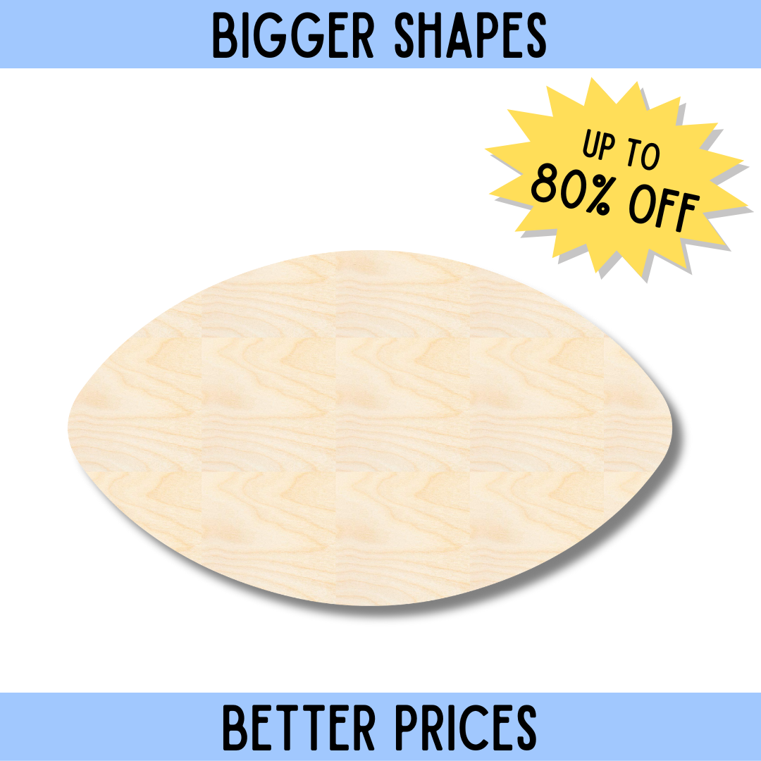 Enhanced Unfinished Wood Football Shape for DIY Craft Projects
